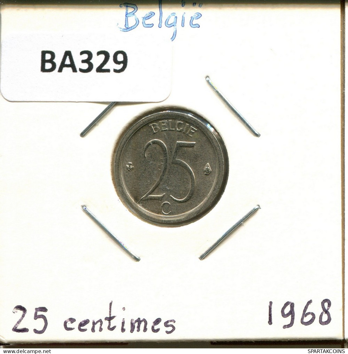 25 CENTIMES 1968 DUTCH Text BELGIQUE BELGIUM Pièce #BA329.F - 25 Cent