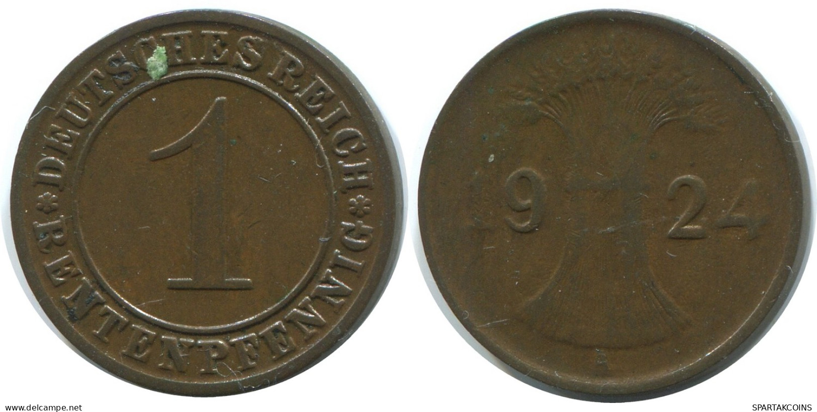 1 RENTENPFENNIG 1924 A GERMANY Coin #AE199.U - 1 Rentenpfennig & 1 Reichspfennig