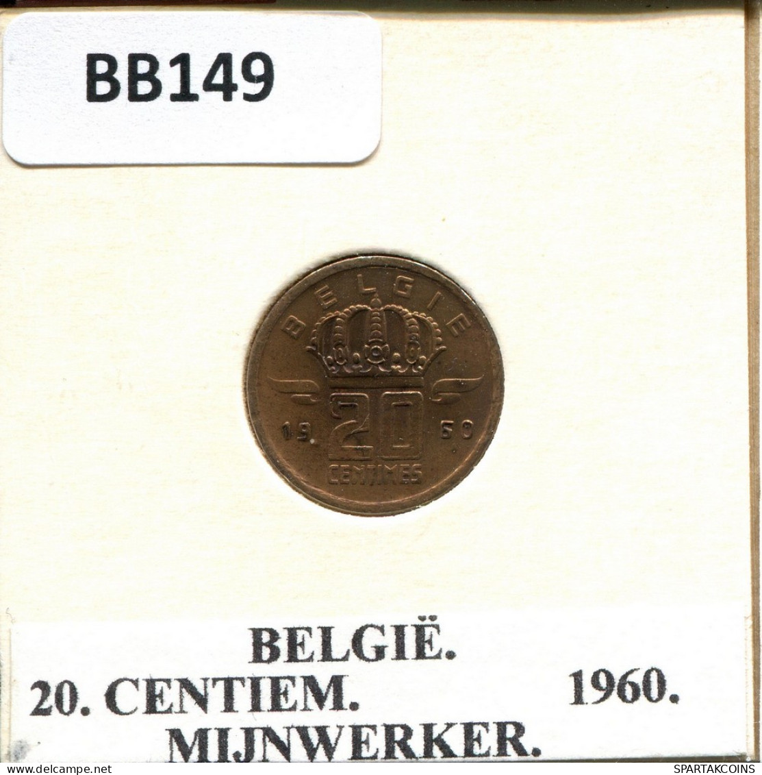 20 CENTIMES 1960 DUTCH Text BELGIUM Coin #BB149.U - 25 Cents