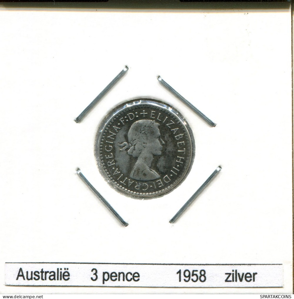3 PENCE 1958 AUSTRALIA SILVER Coin #AS251.U - Threepence