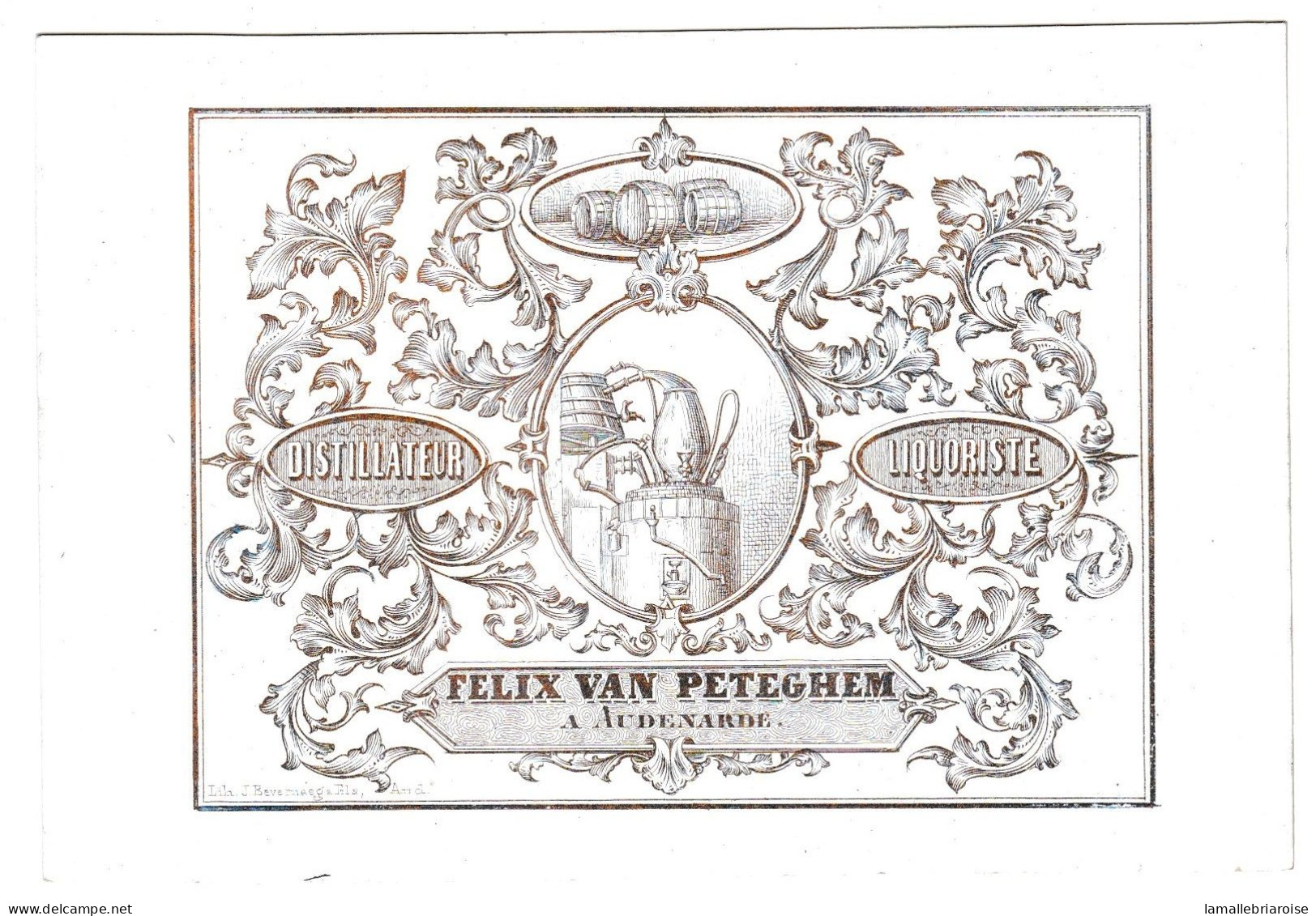 Belgique, "Carte Porcelaine" Porseleinkaart, Felix Van Peteghem, Distillateur Liquoriste, Audenaerde, 130x89mm - Porzellan