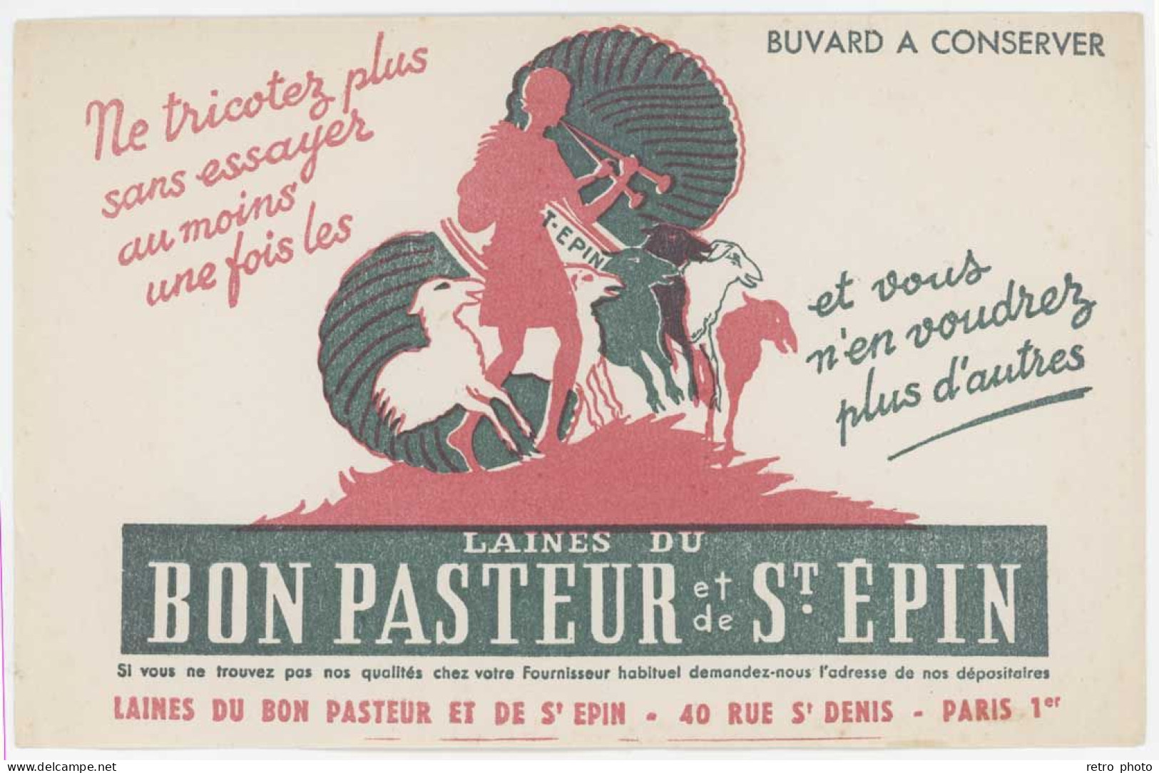 Buvard  Laines Du Bon Pasteur Et De St Epin - L