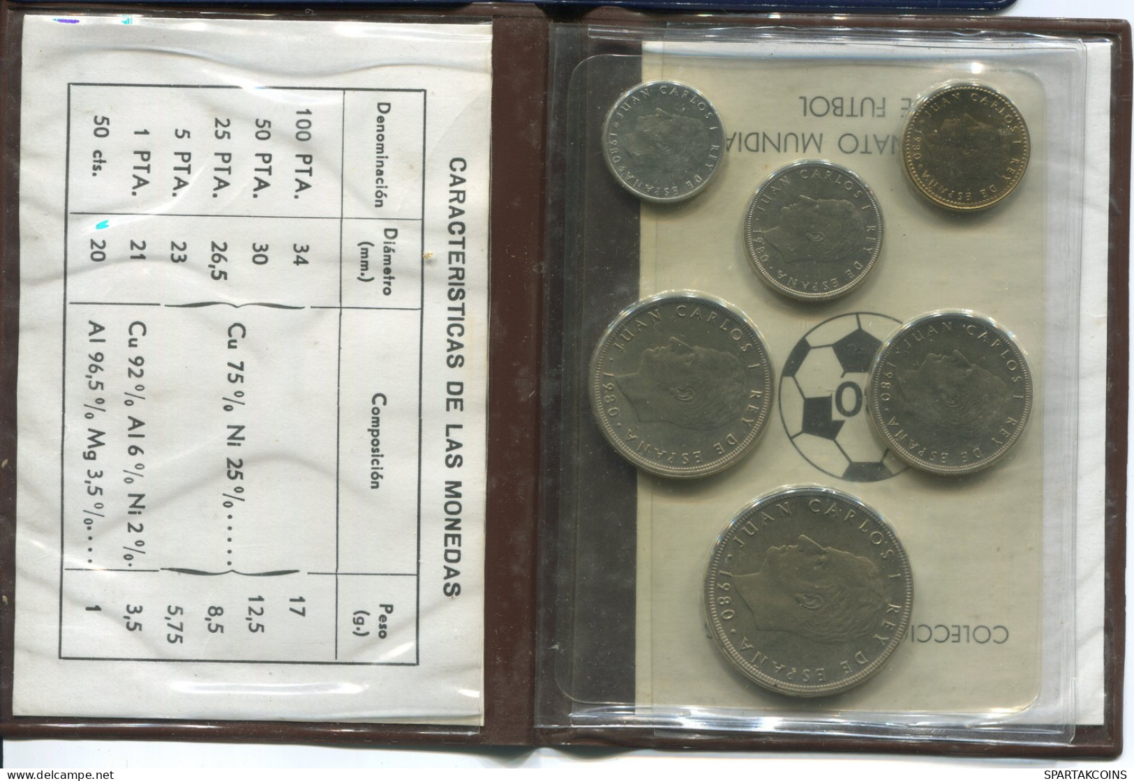 SPAIN 1980*80 Coin SET 50 MUNDIAL*82 UNC #SET1261.4.U - Sets Sin Usar &  Sets De Prueba