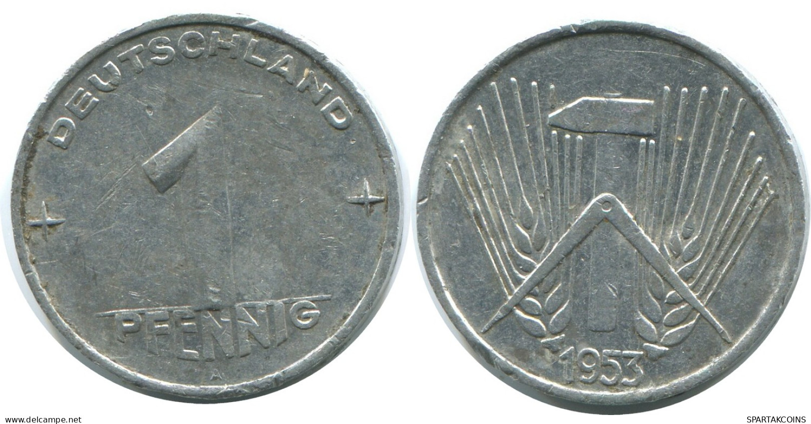 1 PFENNIG 1953 A DDR EAST DEUTSCHLAND Münze GERMANY #AE029.D - 1 Pfennig