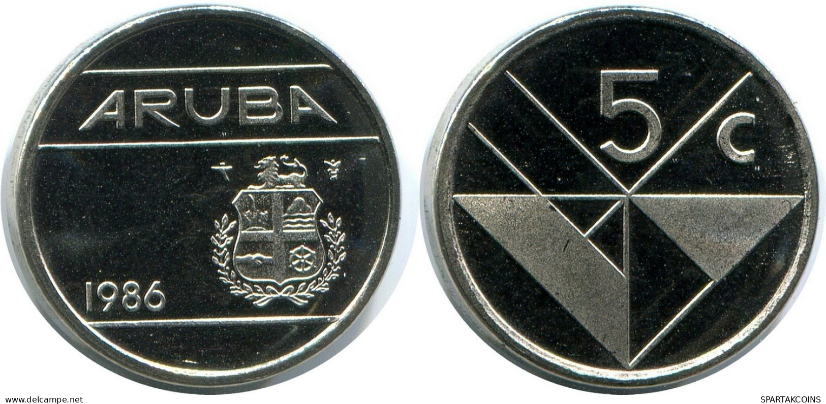 5 CENTS 1986 ARUBA Münze (From BU Mint Set) #AH111.D - Aruba