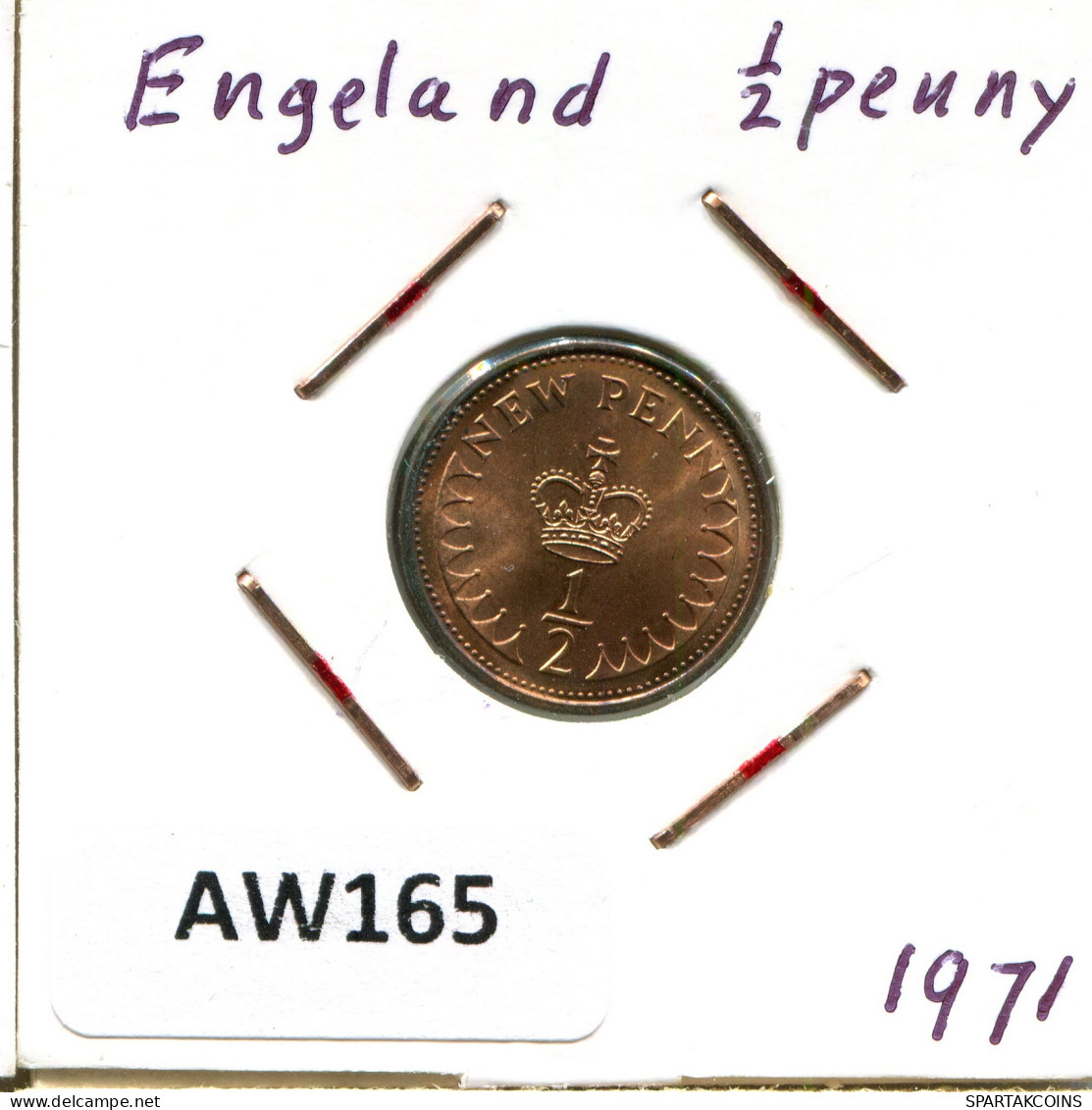 HALF PENNY 1971 UK GROßBRITANNIEN GREAT BRITAIN Münze #AW165.D - 1/2 Penny & 1/2 New Penny