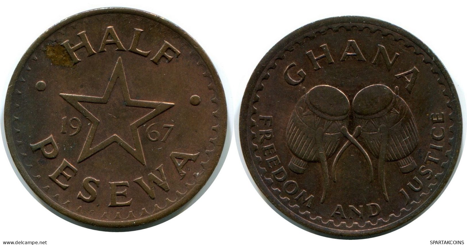 1/2 PESEWA 1967 GHANA Coin #AX887.U - Ghana