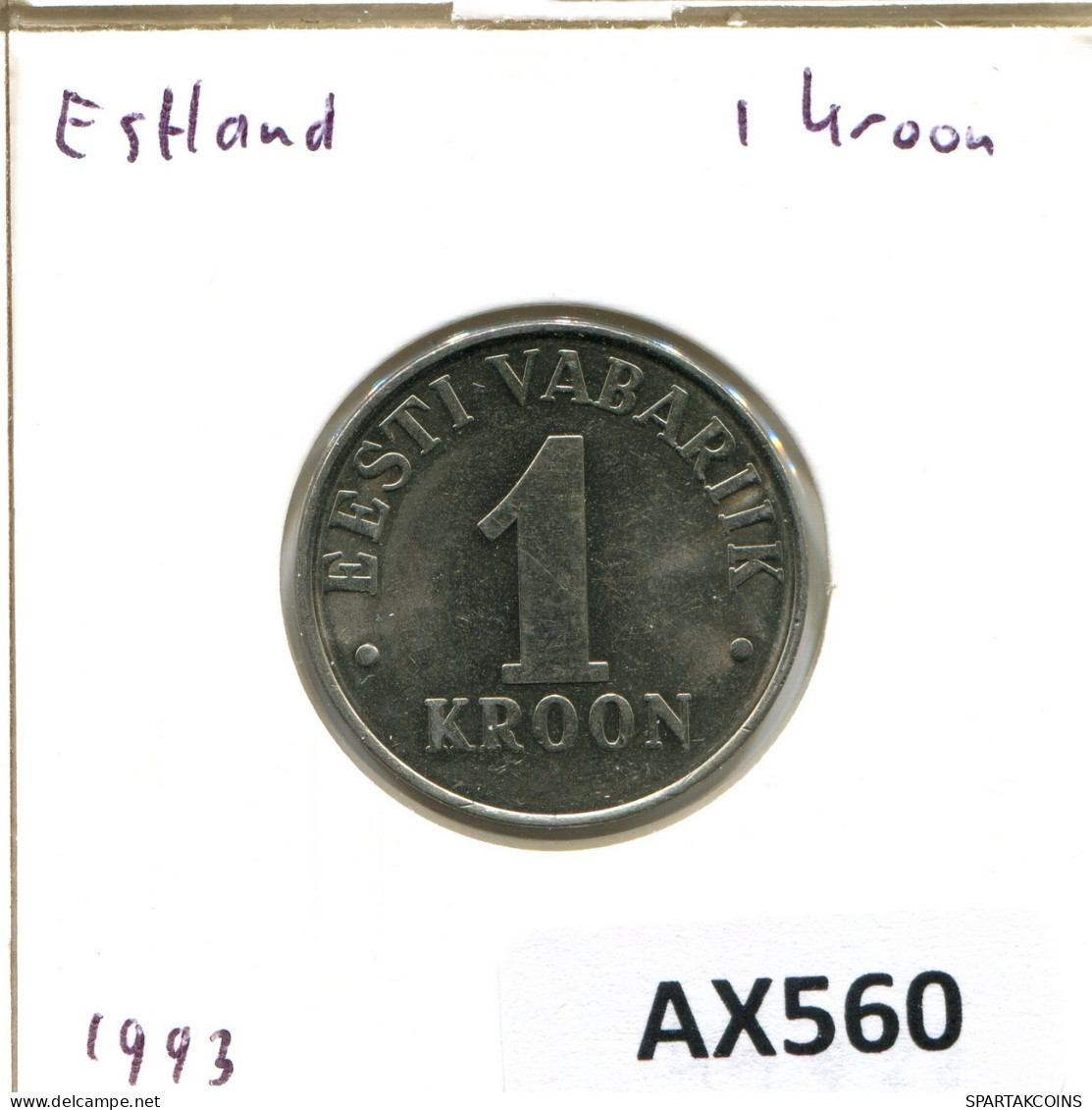 1 KROON 1993 ESTLAND ESTONIA Münze #AX560.D - Estonie