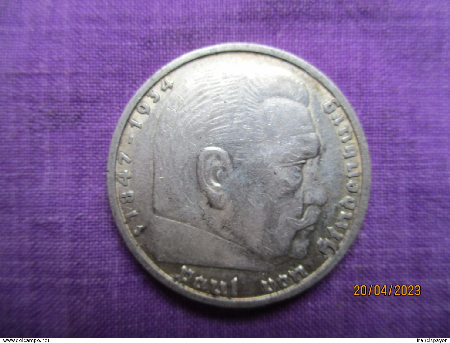 5 Reichmark 1935 J (Hindenburg) - 5 Reichsmark