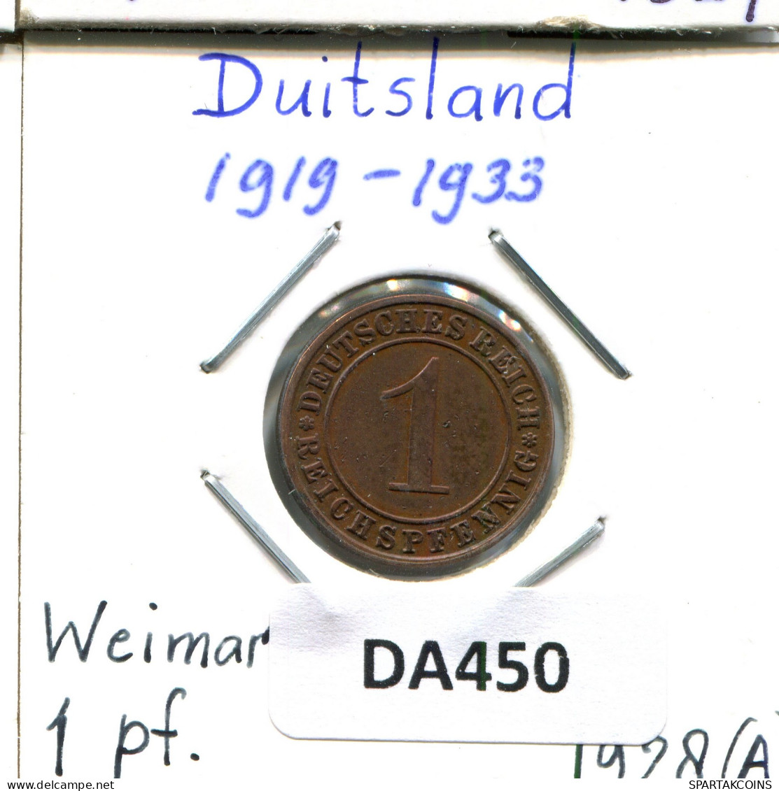 1 RENTENPFENNIG 1928 A DEUTSCHLAND Münze GERMANY #DA450.2.D - 1 Renten- & 1 Reichspfennig