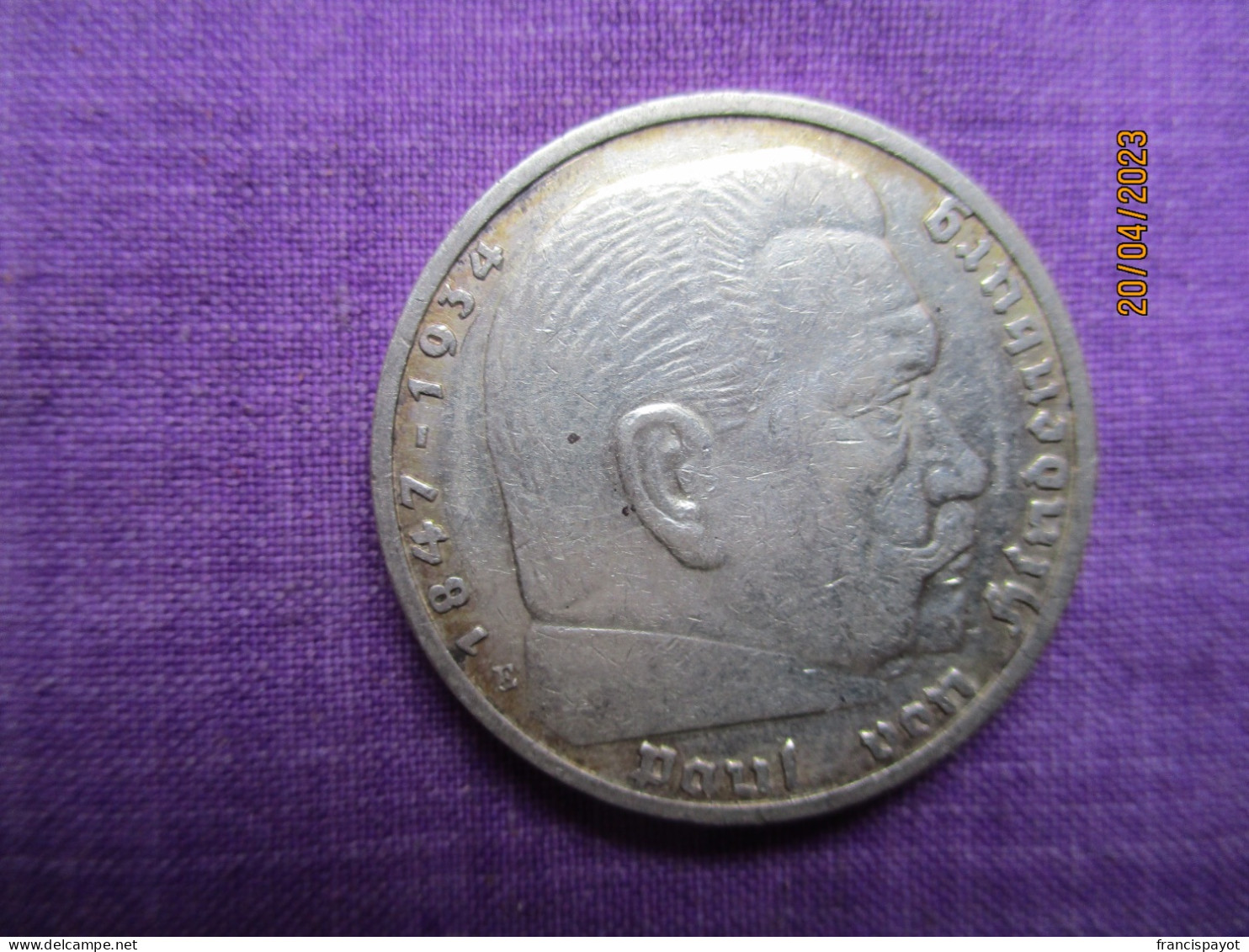 5 Reichmark 1935 E (Hindenburg) - 5 Reichsmark