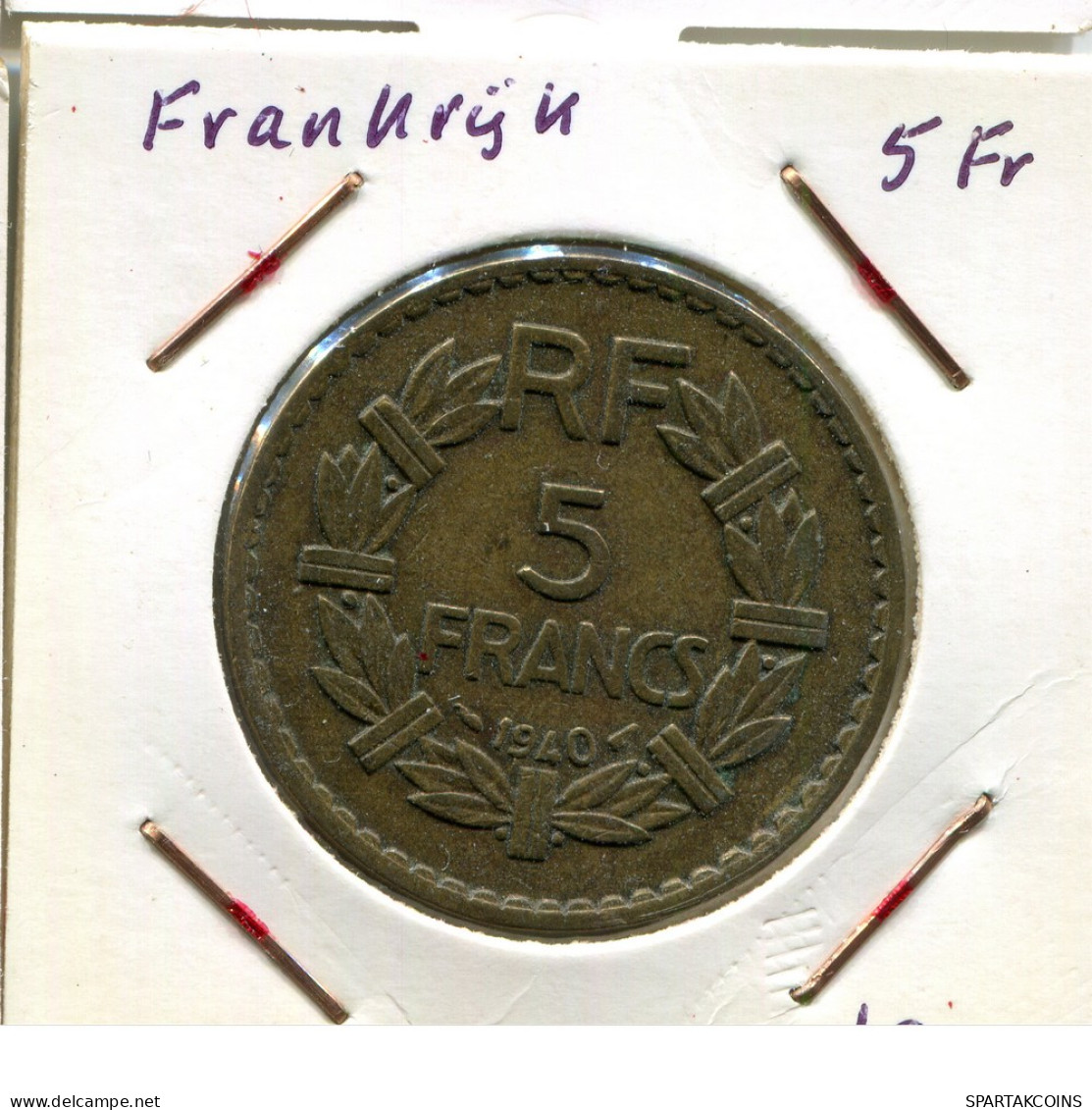 5 FRANCS 1940 FRANCE French Coin #AM621 - 5 Francs
