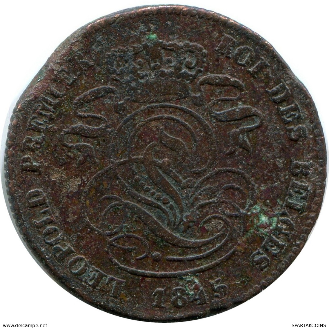 2 CENTIMES 1845 FRENCH Text BELGIUM Coin #BA434.U - 2 Centimes