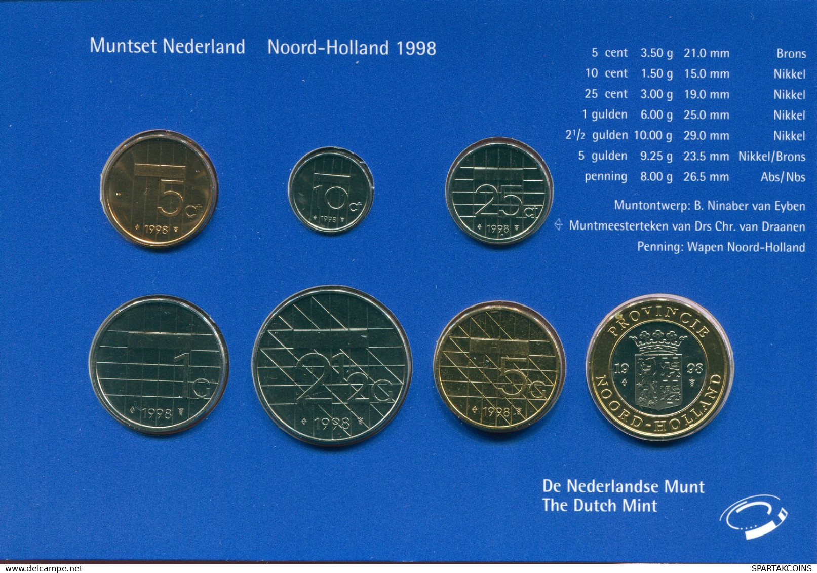 NÉERLANDAIS NETHERLANDS 1998 MINT SET 6 Pièce + MEDAL #SET1126.4.F - [Sets Sin Usar &  Sets De Prueba