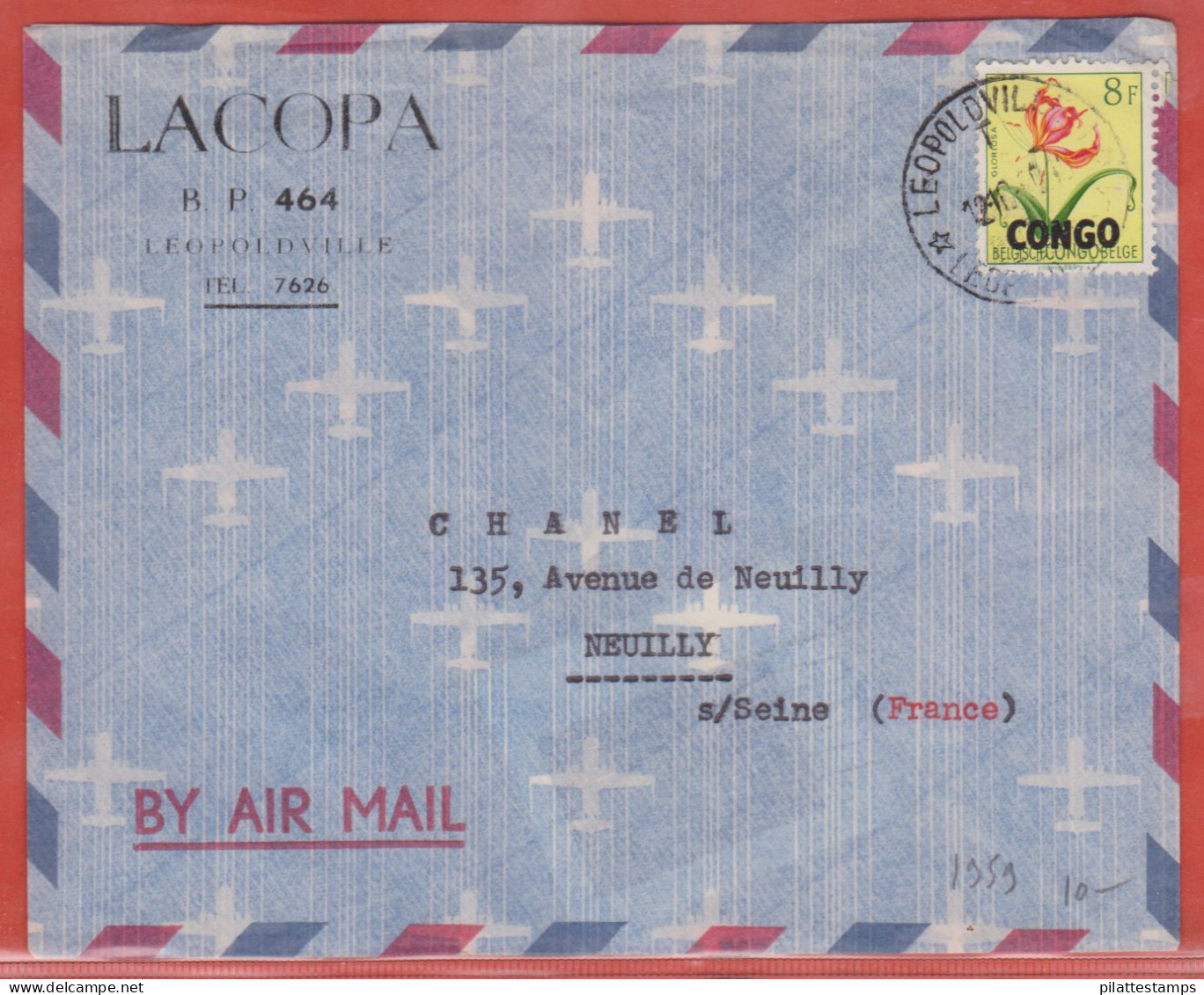 CONGO LETTRE PAR AVION DE 1959 DE LEOPOLDVILLE POUR NEUILLY FRANCE - Brieven En Documenten