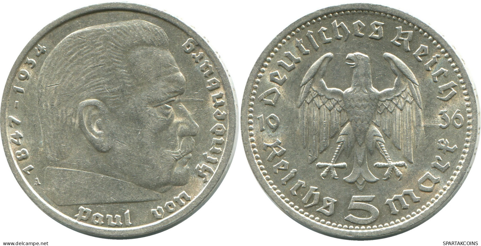 5 REICHSMARK 1936 A ARGENT ALLEMAGNE Pièce GERMANY #DE10363.5.F - 5 Reichsmark