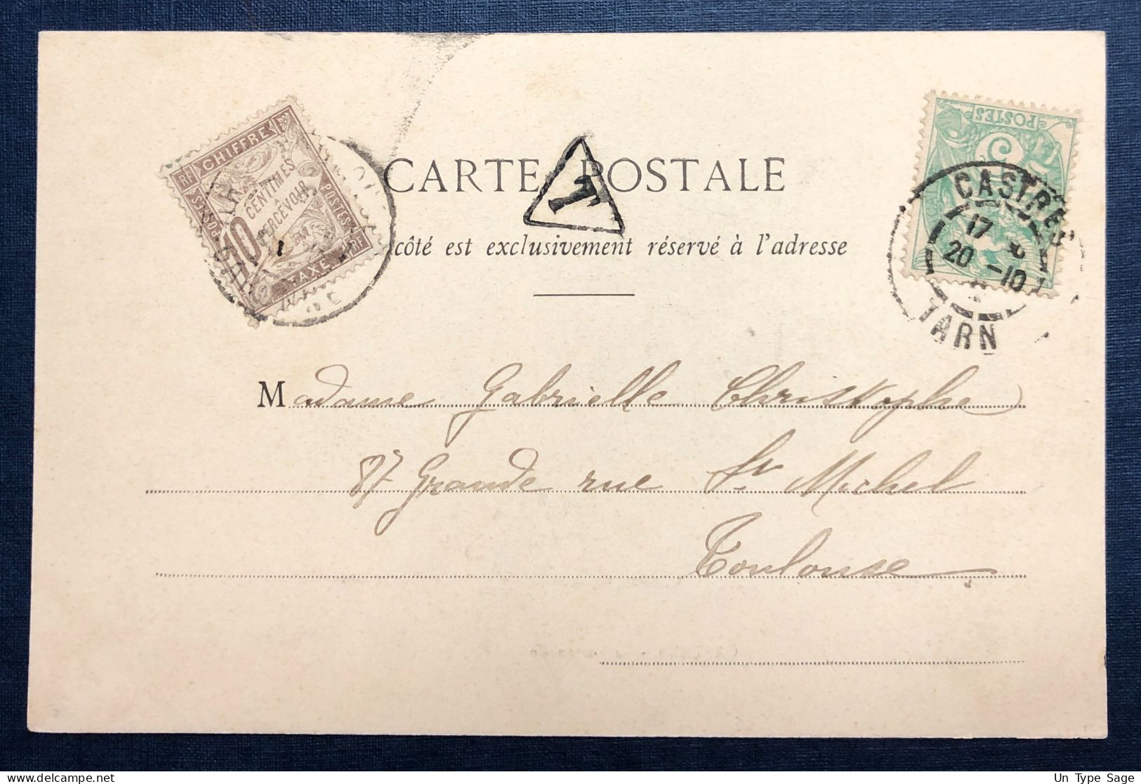 France N°111 Sur CPA De Castre + TAXE - 20.10.19?? - (N701) - 1859-1959 Lettres & Documents