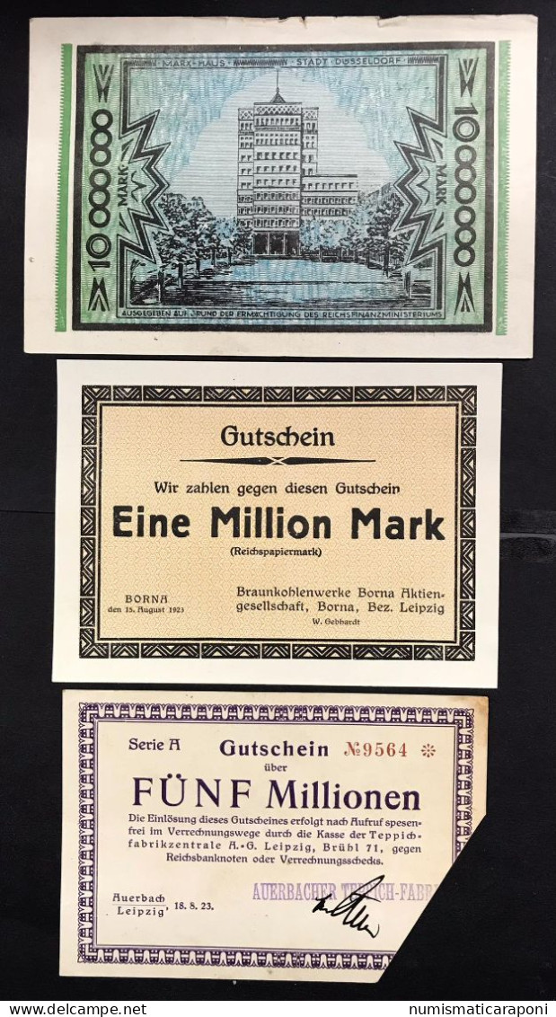 GERMANIA ALEMANIA GERMANY 1 5 10 Millionen Mark 1923 LOTTO 4536 - Reichsschuldenverwaltung