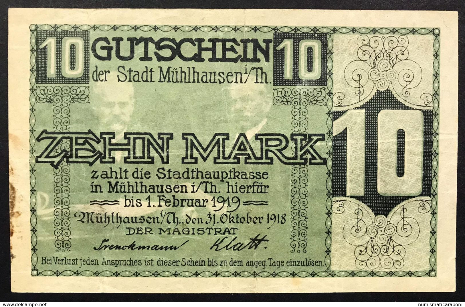 GERMANIA ALEMANIA GERMANY 10 Mark  1918 Muhlhausen LOTTO 4539 - Administration De La Dette