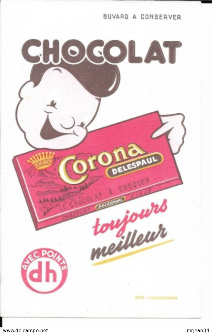 BUVARD Chocolat Corona Delespaul Lille Points DH EFGE VALENCIENNES Ancien Neuf - Cocoa & Chocolat