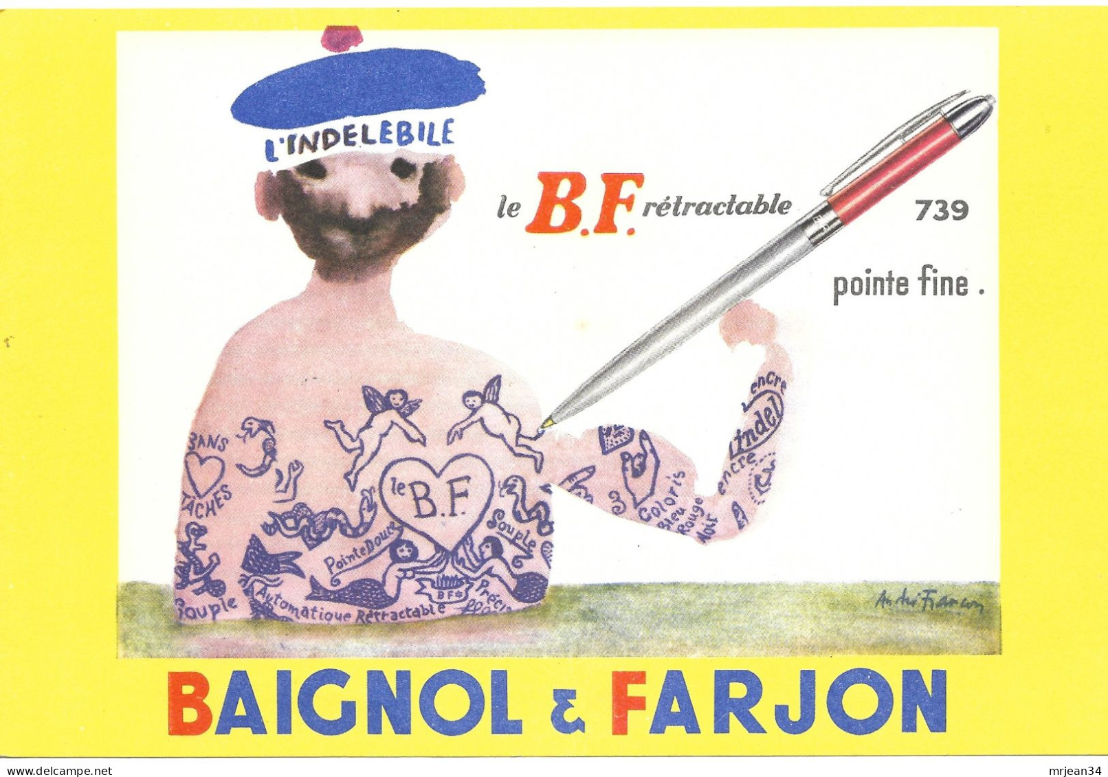 BUVARD BAIGNOL & FARJON "l'indélébile BF Rétractable 729" Ancien Neuf A Francon - Stationeries (flat Articles)