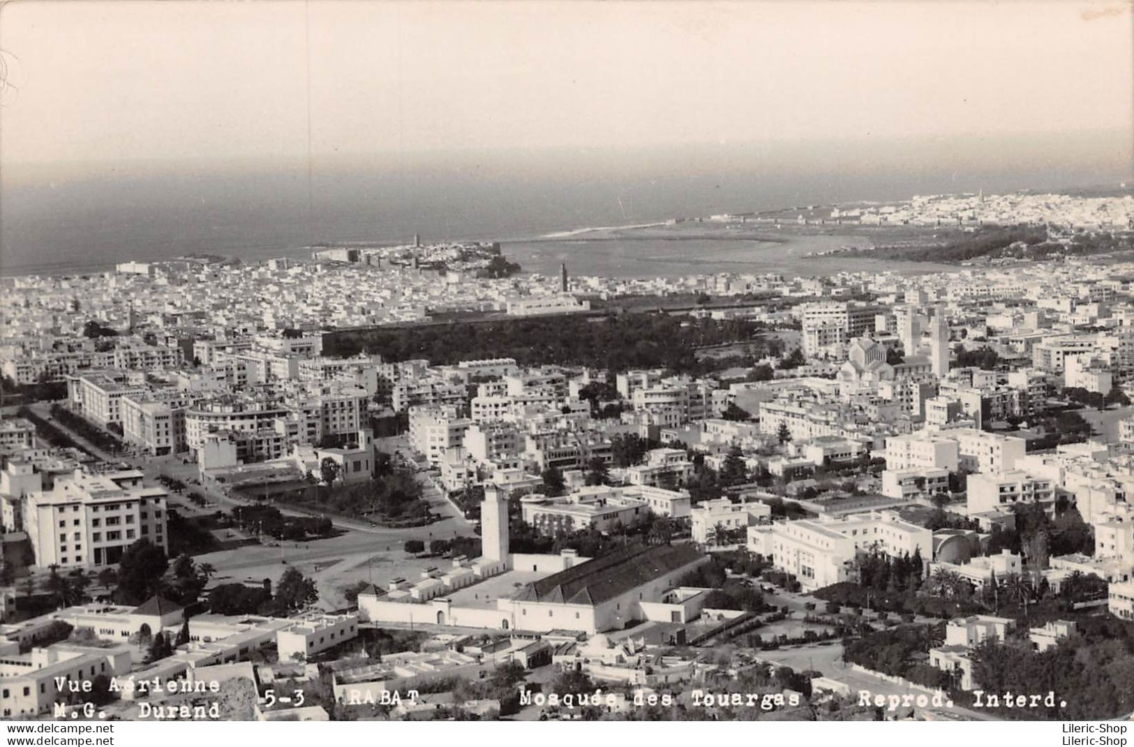 CPSM 1950 -  RABAT - Vue Aérienne. Mosquée Des Touargas - M.G DURAND - Rabat