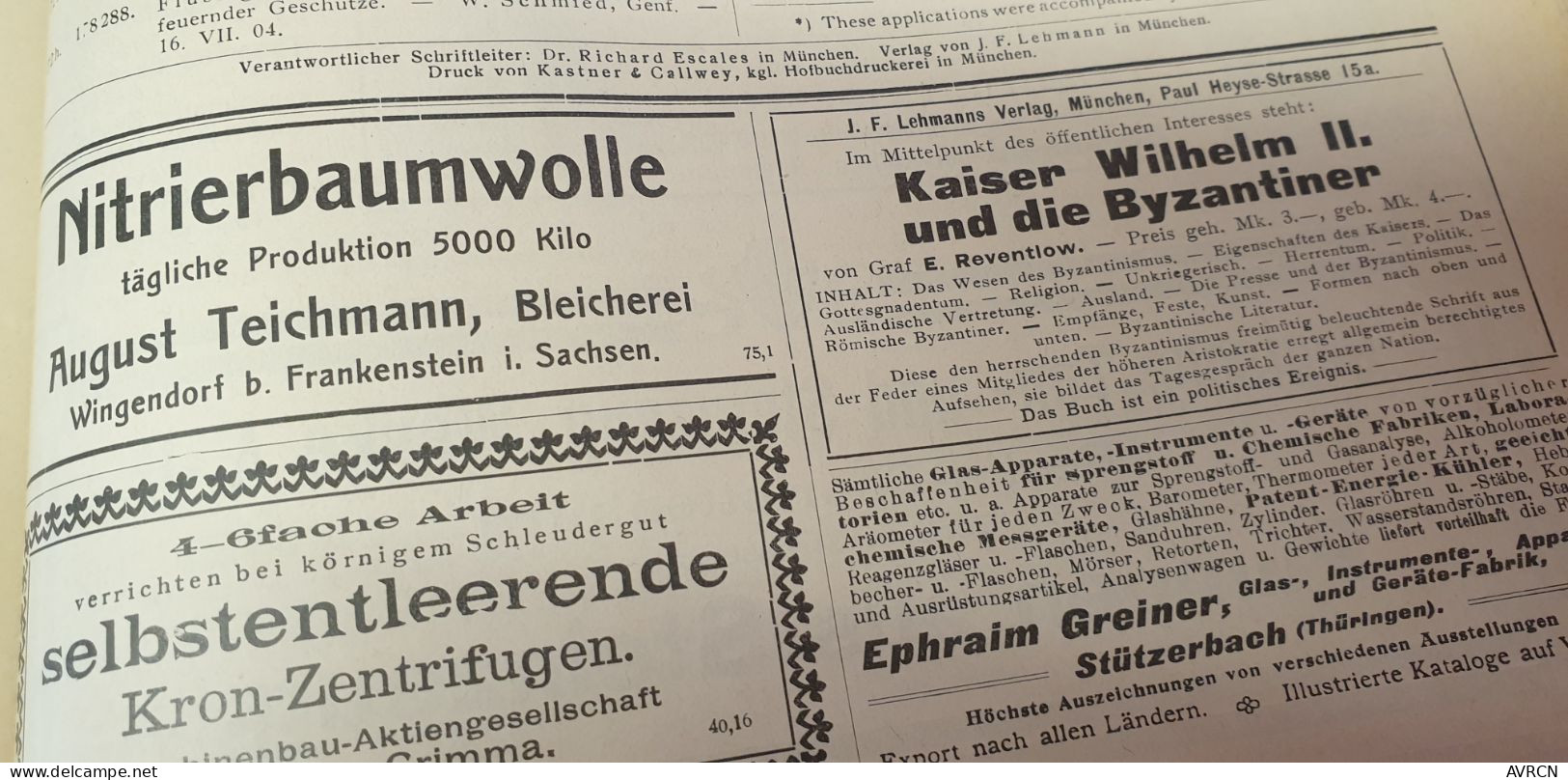 Zeitschrift Für Das Gesamte Schiess- Und Sprengstoffwesen Dr Richard Escales 1906 - Allemand