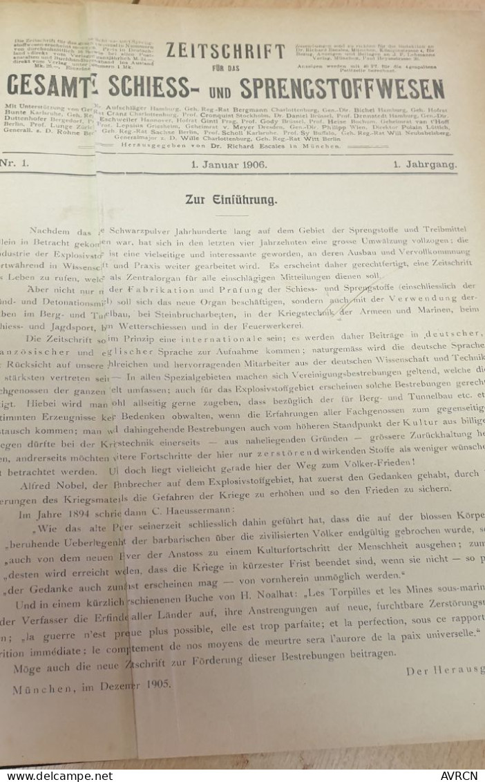 zeitschrift für das gesamte schiess- und sprengstoffwesen Dr Richard Escales 1906