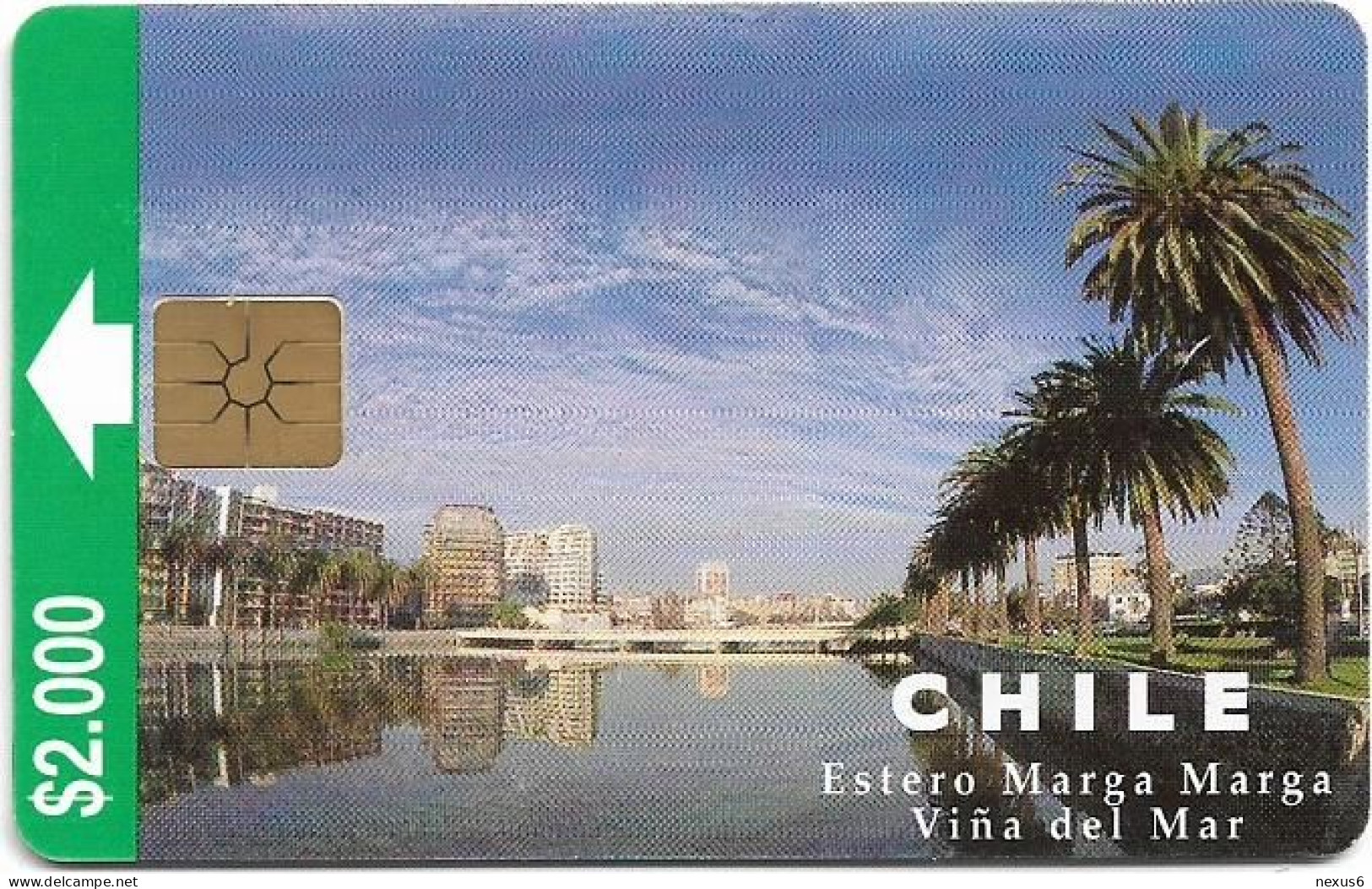 Chile - CTC - Estero Marga Marga (1st Issue), Gem1B White/Gold, With Moreno On Reverse, 11.1997, 2.000Cp$, 100.000ex, Us - Chili