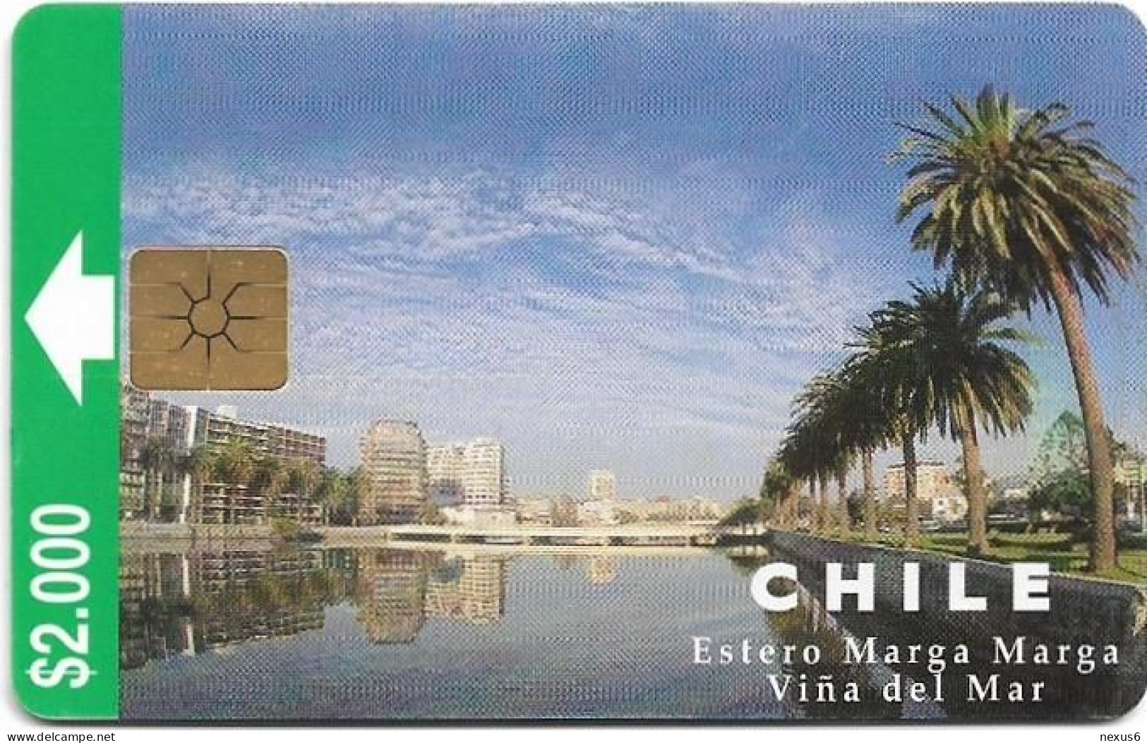 Chile - CTC - Estero Marga Marga (1st Issue), Gem1B White/Gold, No Moreno On Reverse, 11.1997, 2.000Cp$, 100.000ex, Used - Chili