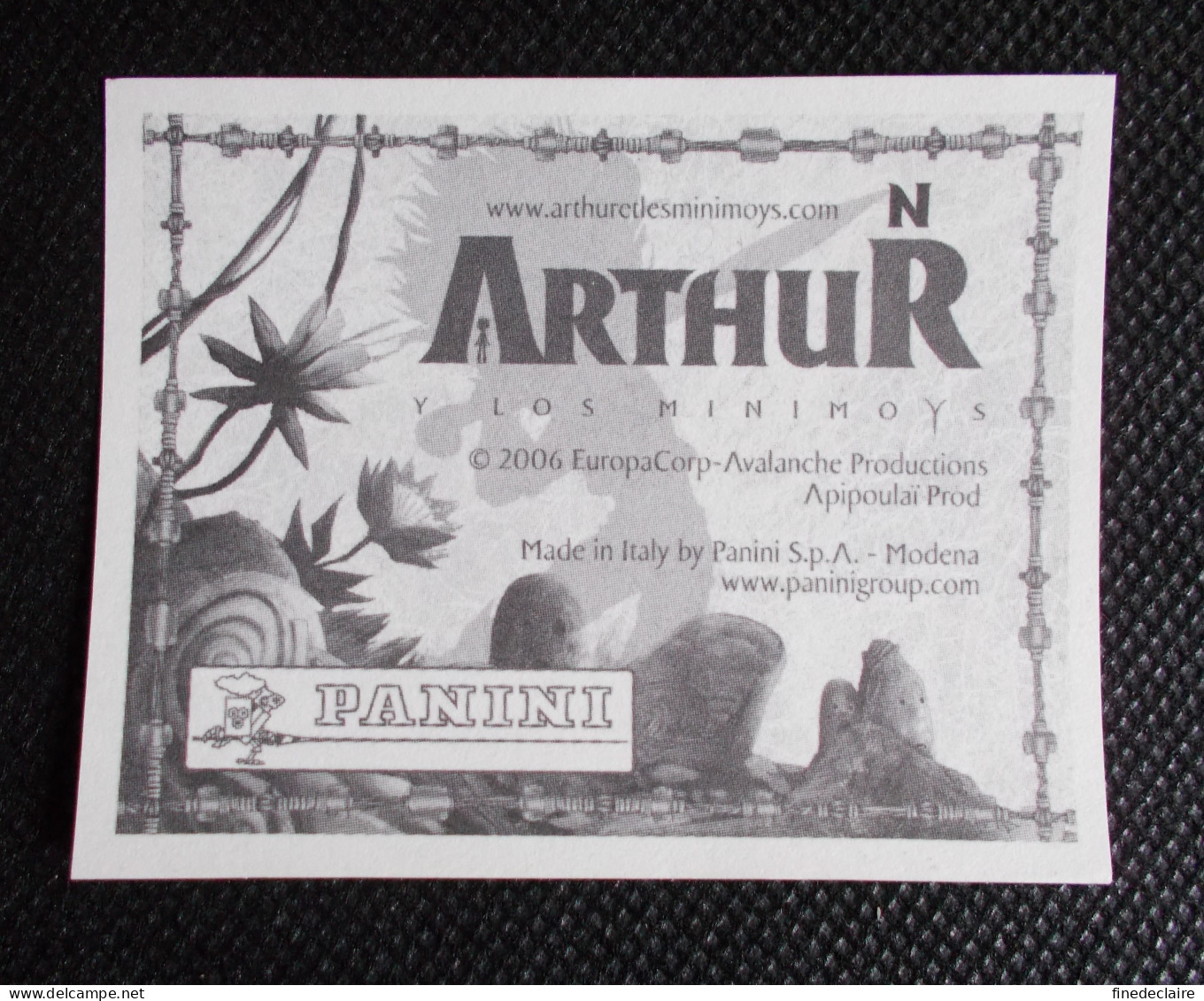 Vignette Autocollante Panini - Arthur Et Les Minimoys - Arthur Y Los Minimoys - Lettre: N - Spanish Edition