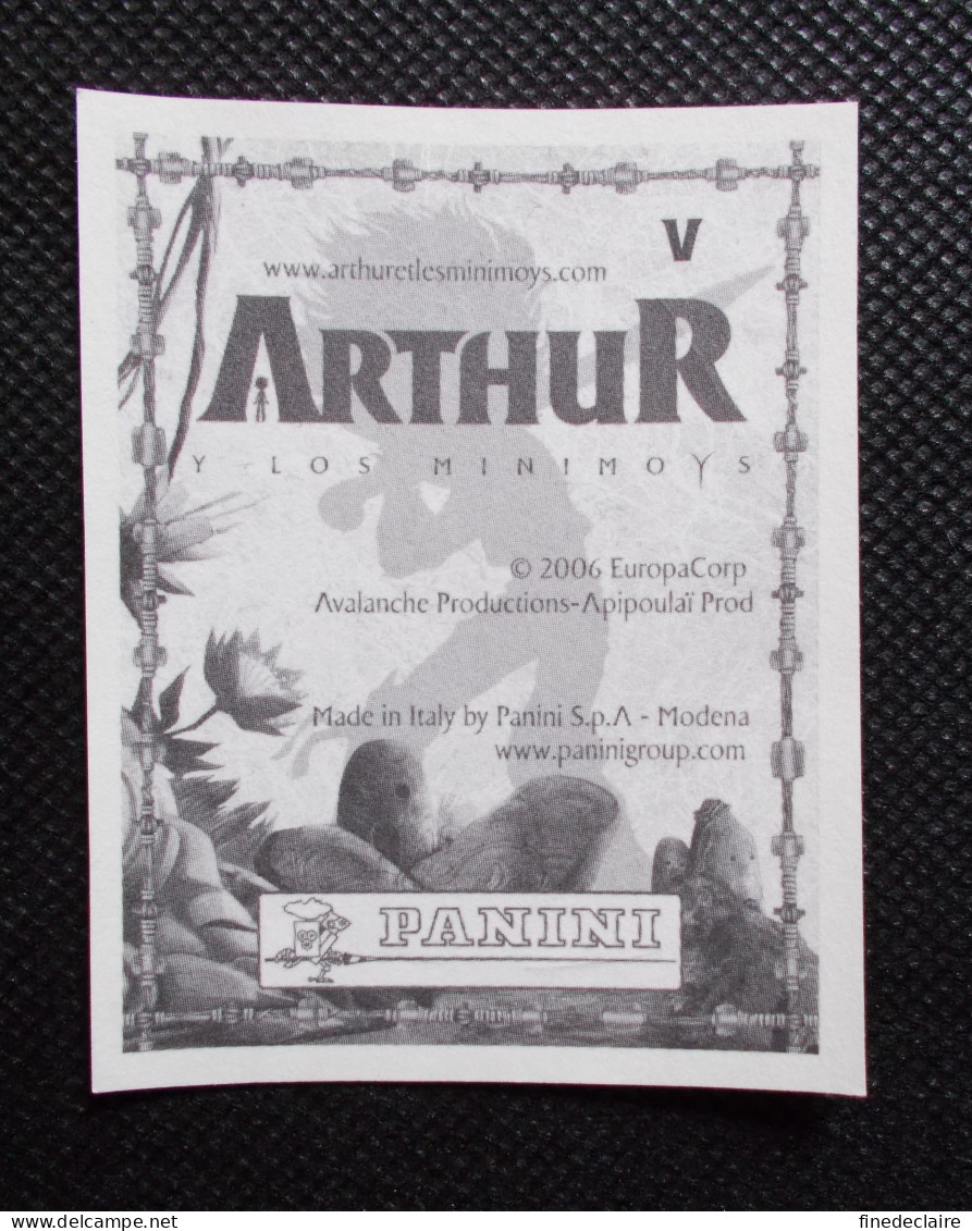 Vignette Autocollante Panini - Arthur Et Les Minimoys Arthur - Y Los Minimoys - Lettre: V - Edition Espagnole