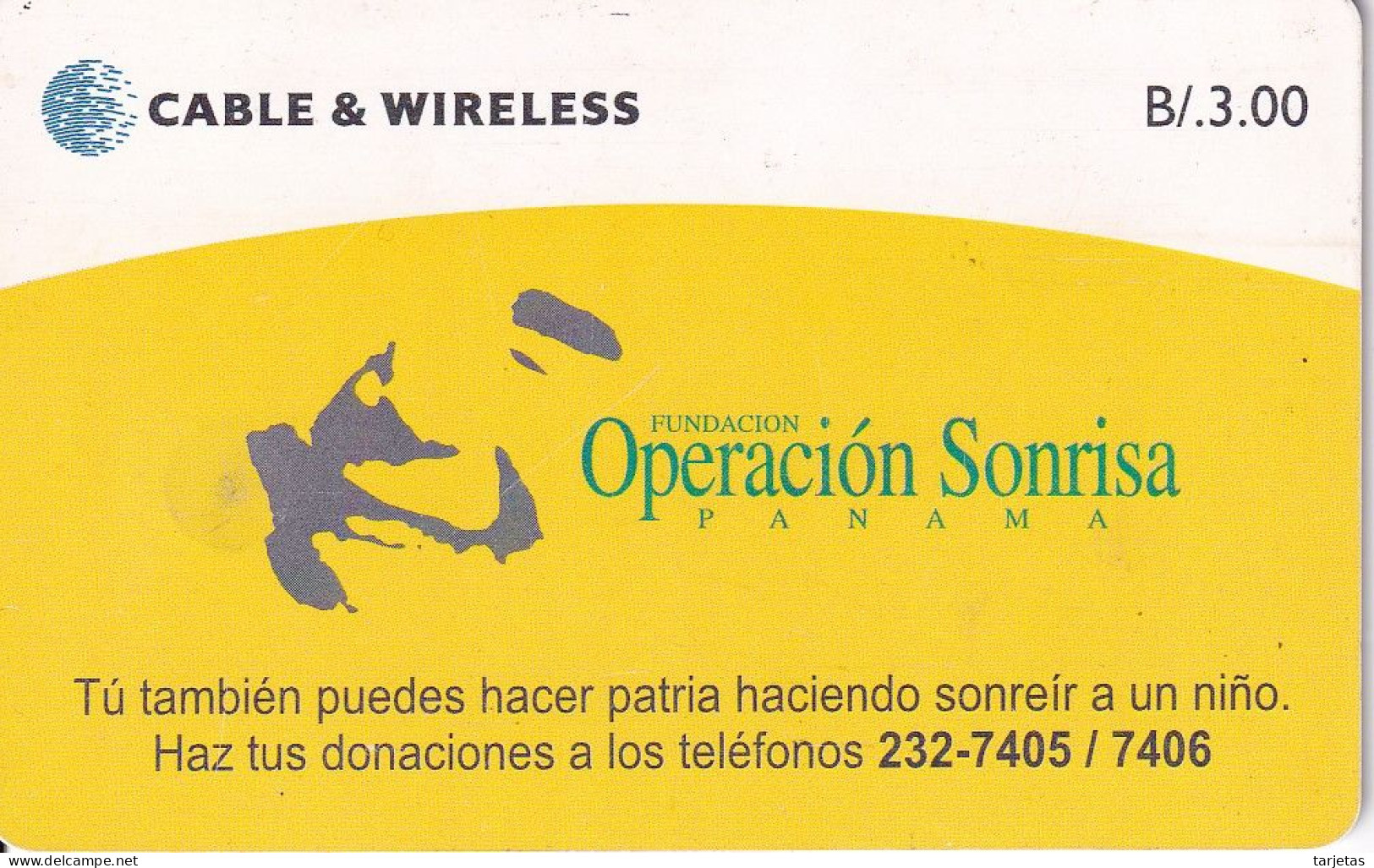 TARJETA DE PANAMA OPERACION SONRISA DE CABLE WIRELESS - Panamá