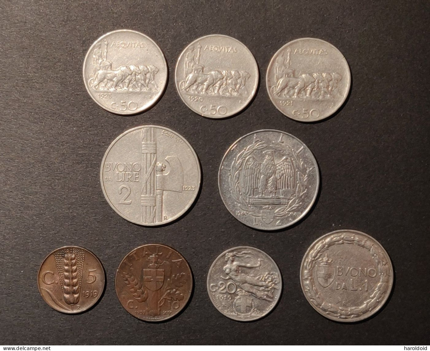 ITALIE - LOT DE 9 PIECES - De TB à TTB - DONT LE 5 CTS 1919 TTB/SUP - 1L 1923 TB/TTB - 20 CTS 1919 TB/TTB - Otros & Sin Clasificación