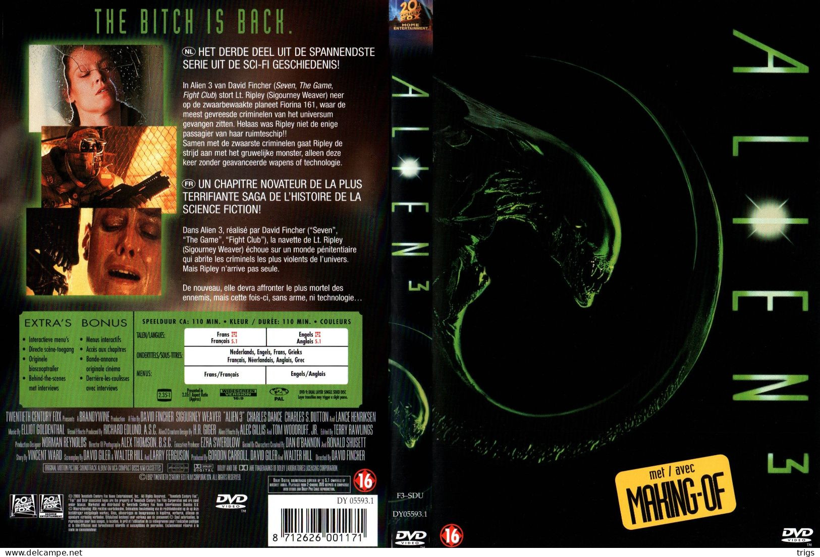 DVD - Alien³ - Ciencia Ficción Y Fantasía