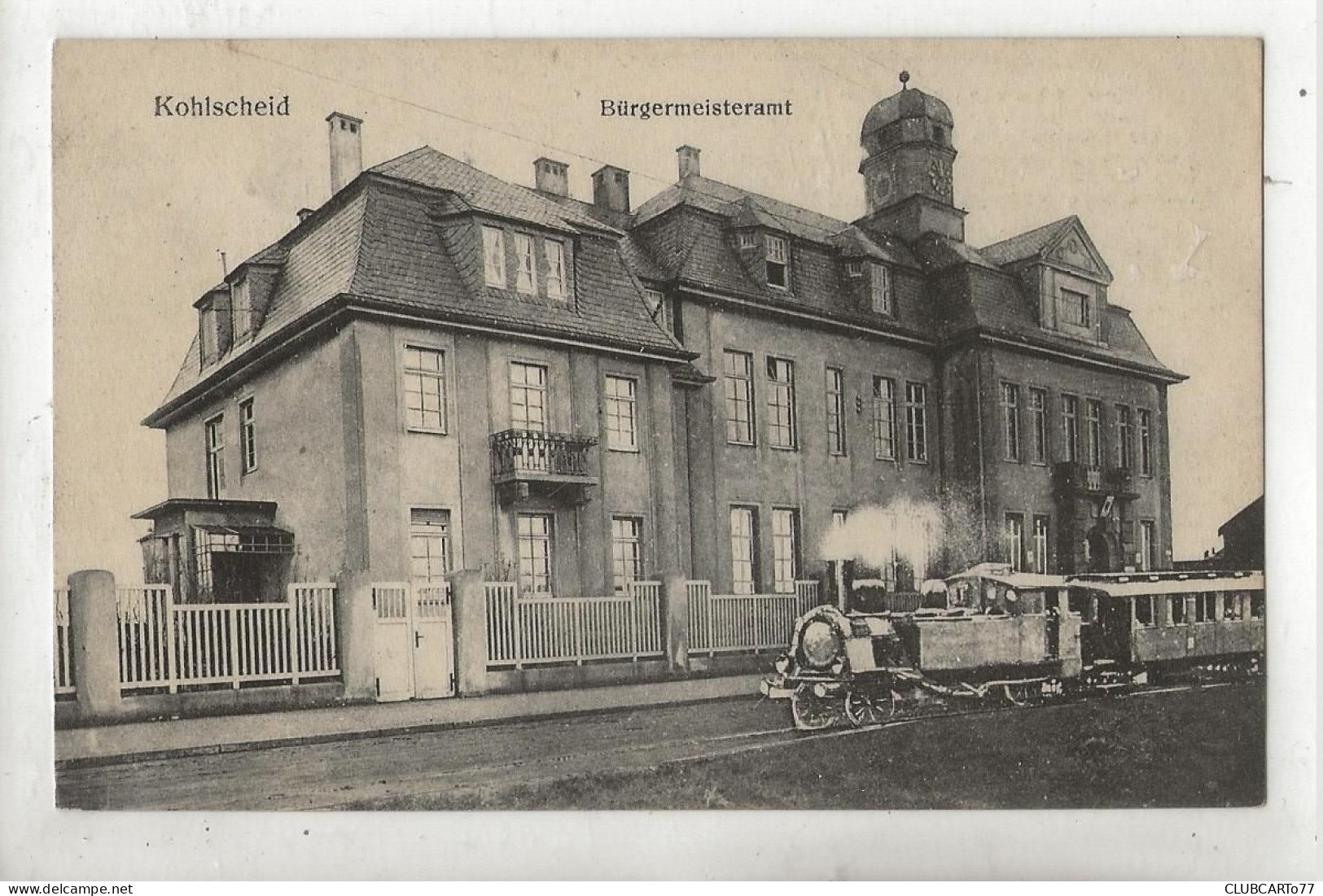 Herzogenrath (Allemagne, Rhénanie Du Nord-Westphalie) : Zug Passieren Das Burgermeisteramt Von Kohlscheid 1919 PF. - Herzogenrath