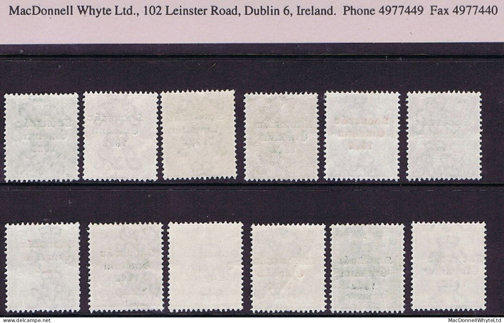 Ireland 1922-23 Thom Saorstat 3-line Overprint, Set Of 12 On Myatt Grafton Album Pages Fresh Mint Unmounted - Ungebraucht