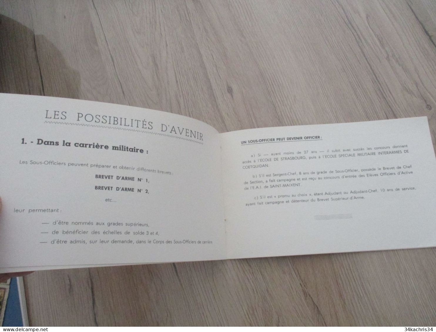 Catalogue Propagande militaire pour le recrutement de sous officiers 1958 imprimerie de l'E.A.I.