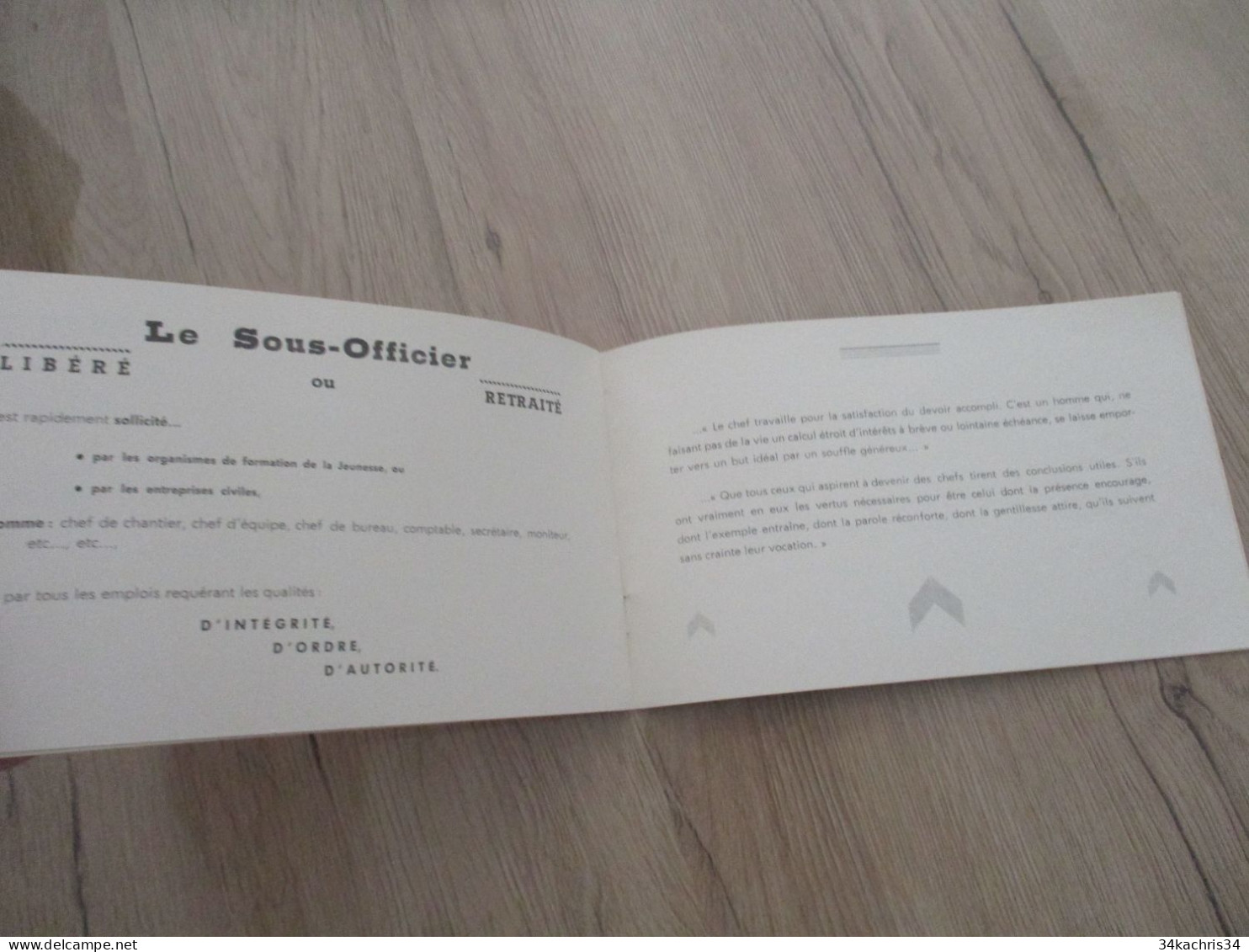 Catalogue Propagande militaire pour le recrutement de sous officiers 1958 imprimerie de l'E.A.I.