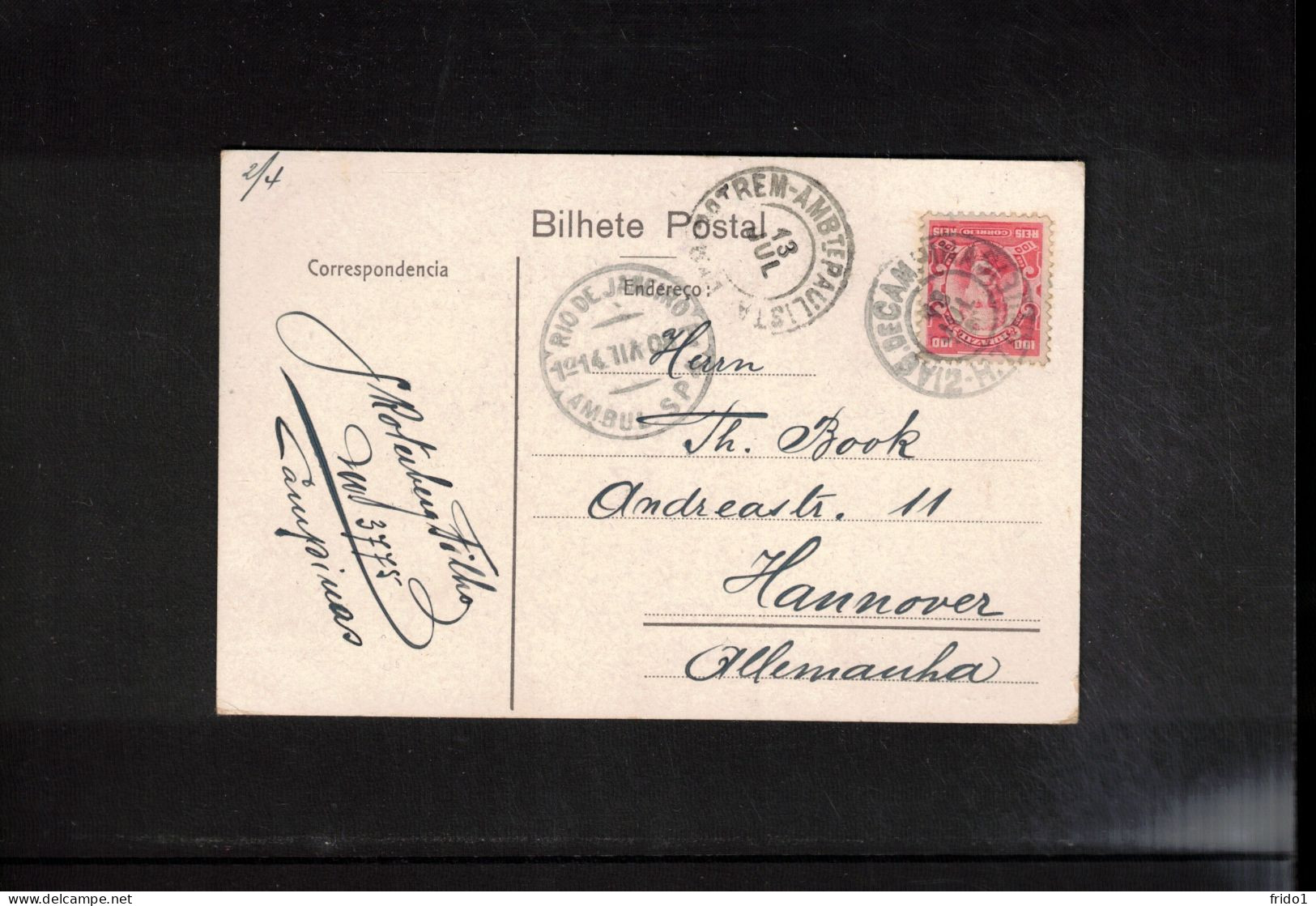 Brazil Interesting Postcard To Germany - Briefe U. Dokumente