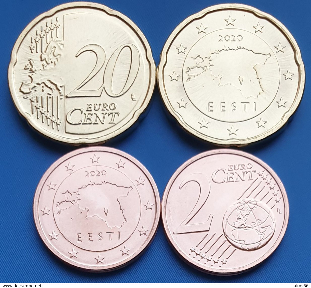 Eurocoins Estonia 2 + 20 Cents 2020 UNC ( Set 2 Coins) - Estland