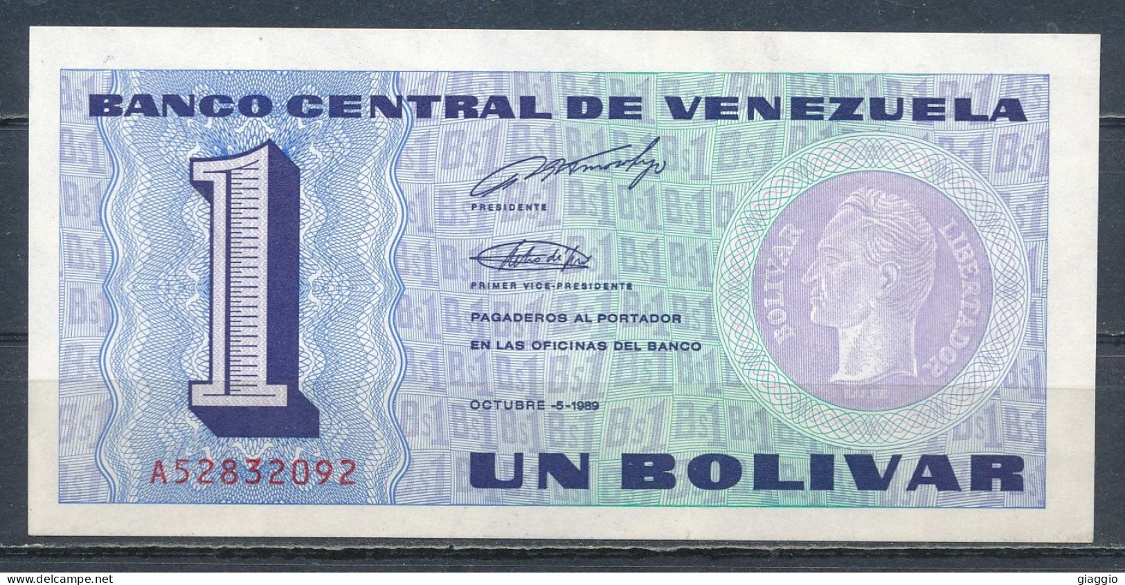 °°° VENEZUELA 1 BOLIVAR 1989 UNC °°° - Venezuela