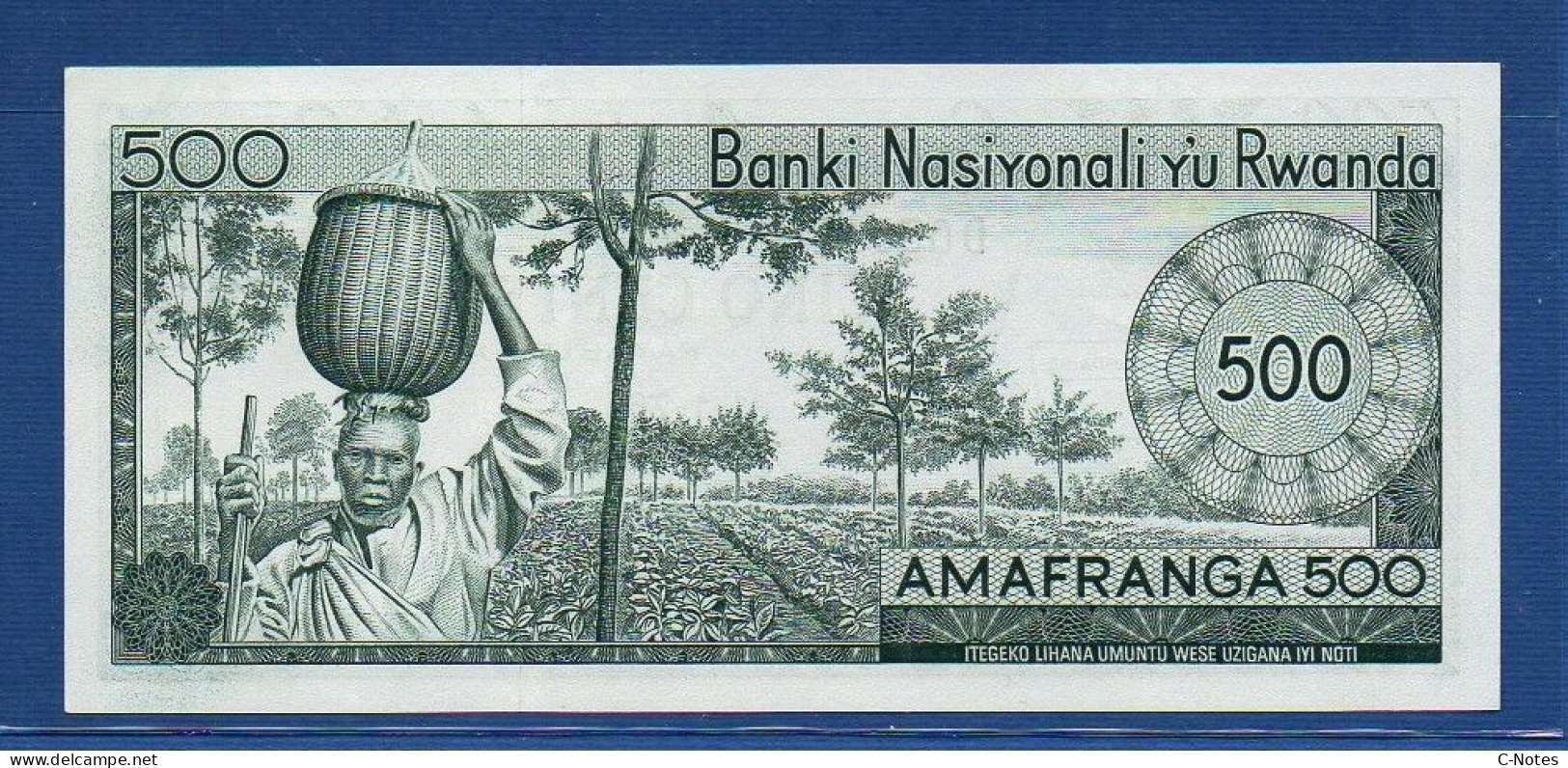 RWANDA - P. 9b – 500 FRANCS 1976 UNC,  S/n D035412 - Rwanda