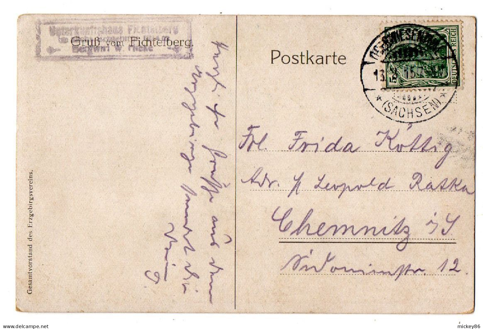 Allemagne --Oberwiesenthal--1915-- Gruss Vom Fichtelberg - Litho--Vue Générale...timbre...cachet - Oberwiesenthal
