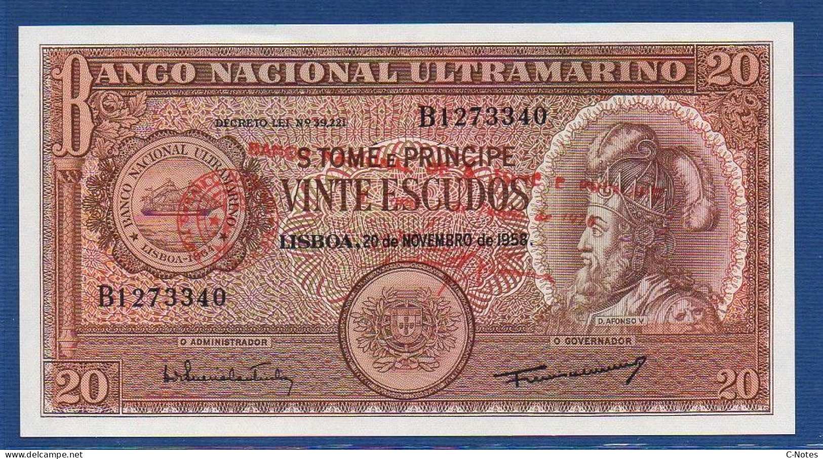 SÃO TOMÉ E PRÍNCIPE - P. 44 – 20 Escudos 1976 UNC, Serie B1273340 - San Tomé Y Príncipe