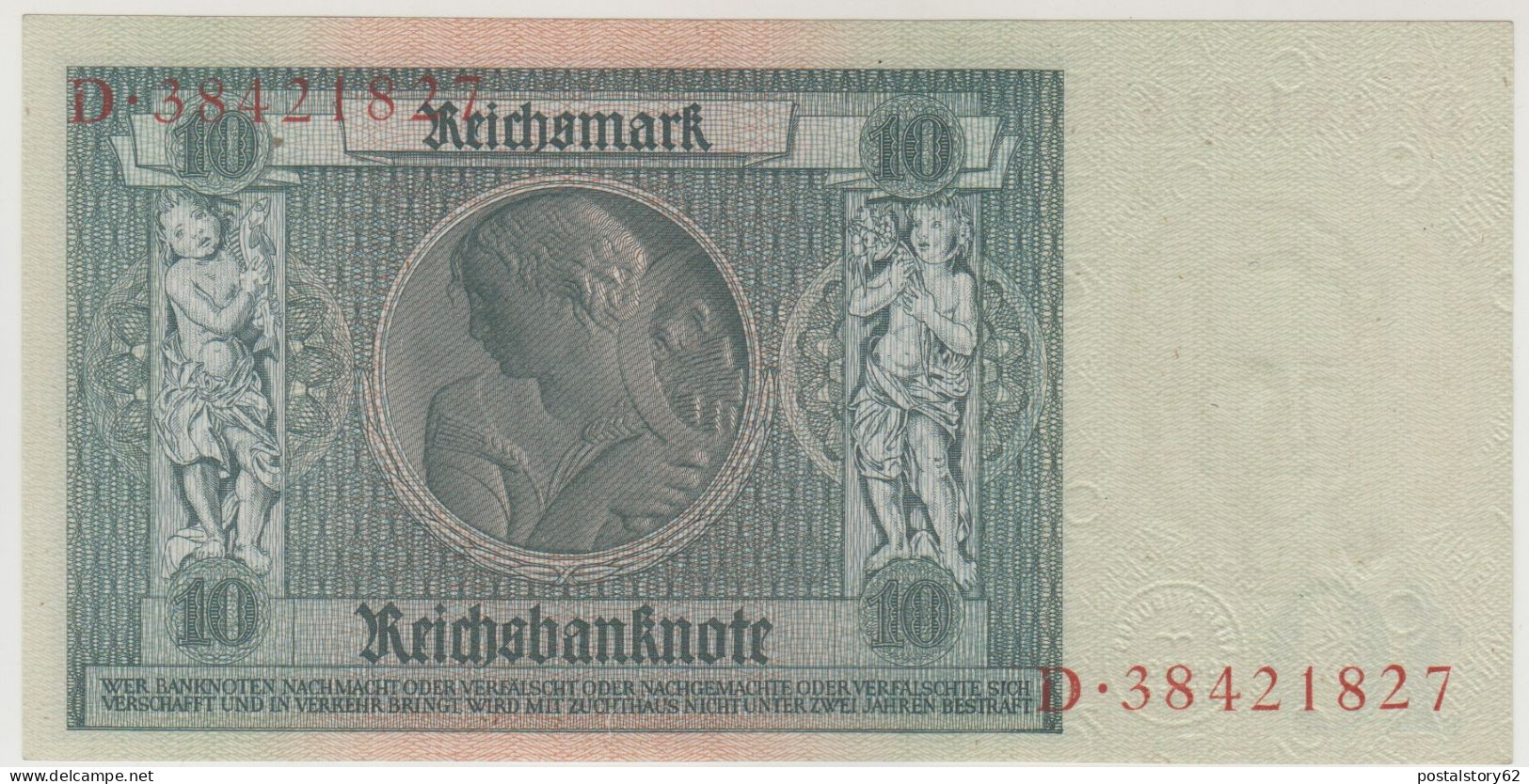 Germany 10 Reichsmark Banknote Deutsches Reich  # 180 A  - 22/01/1929 Unc - 10 Mark