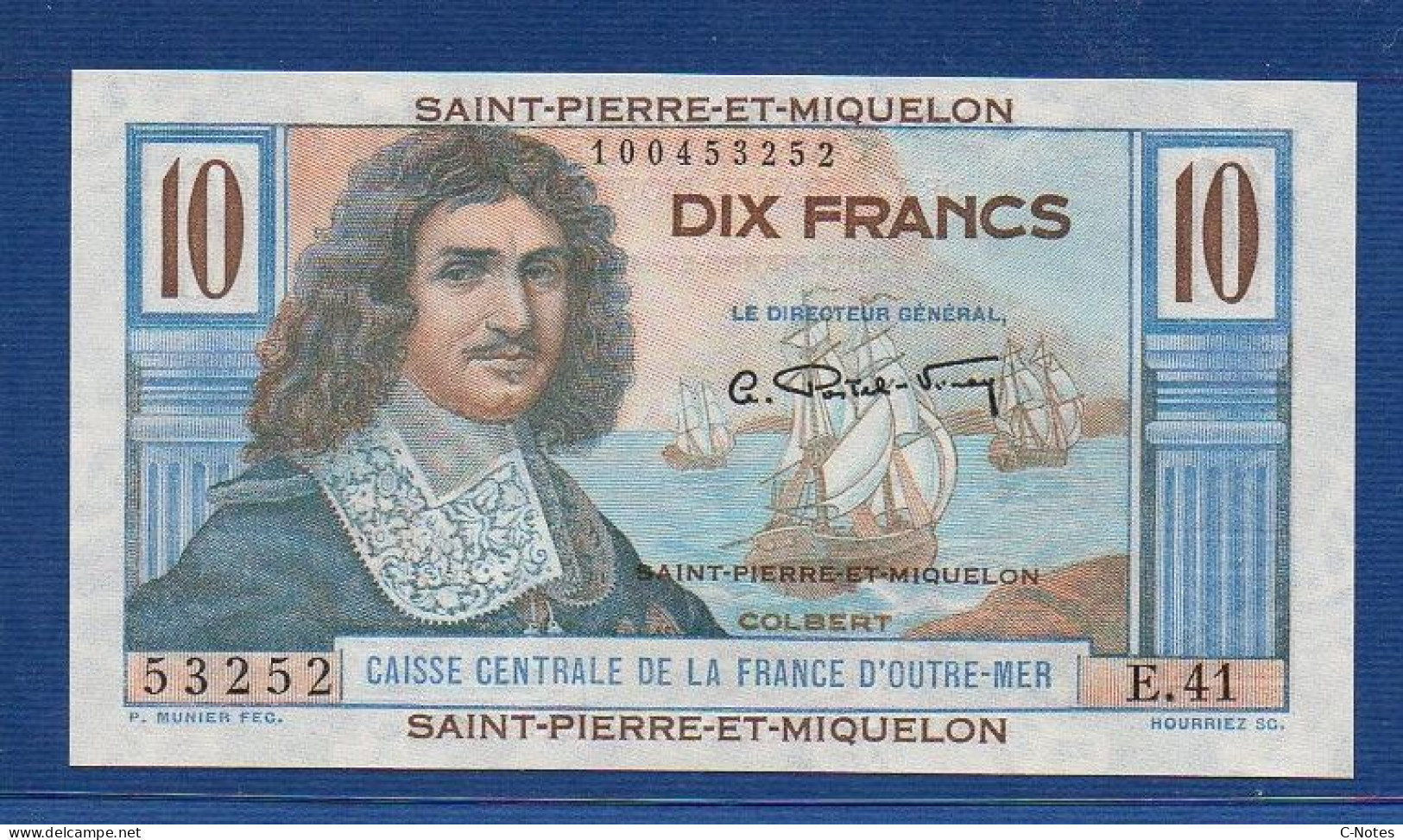 SAINT PIERRE & MIQUELON - P. 23 – 10 Francs ND (1950-1960) UNC, Serie E.41 53252 - Altri – America