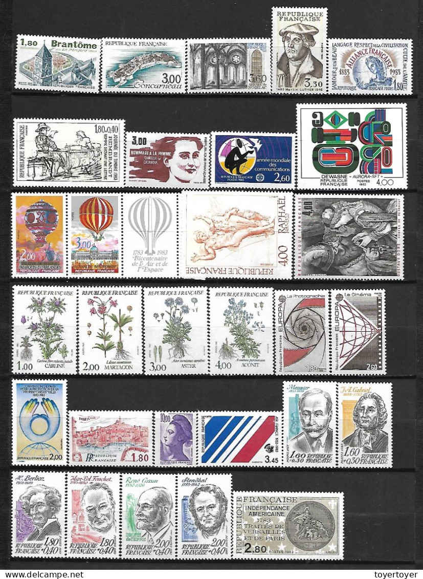 A1  France Lot De Timbres De 1983 N++ - 1980-1989