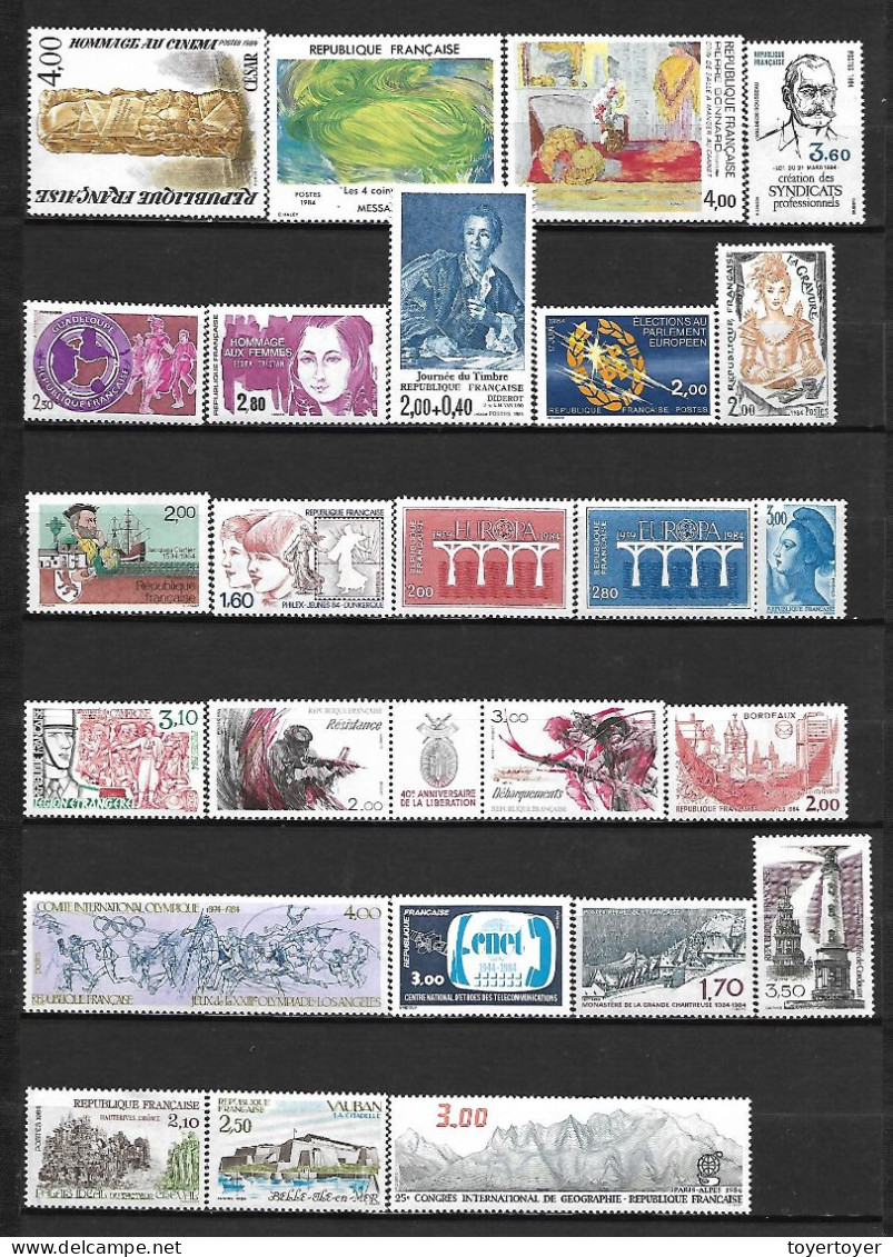 A2  France Lot De Timbres De 1984 N++ - 1980-1989