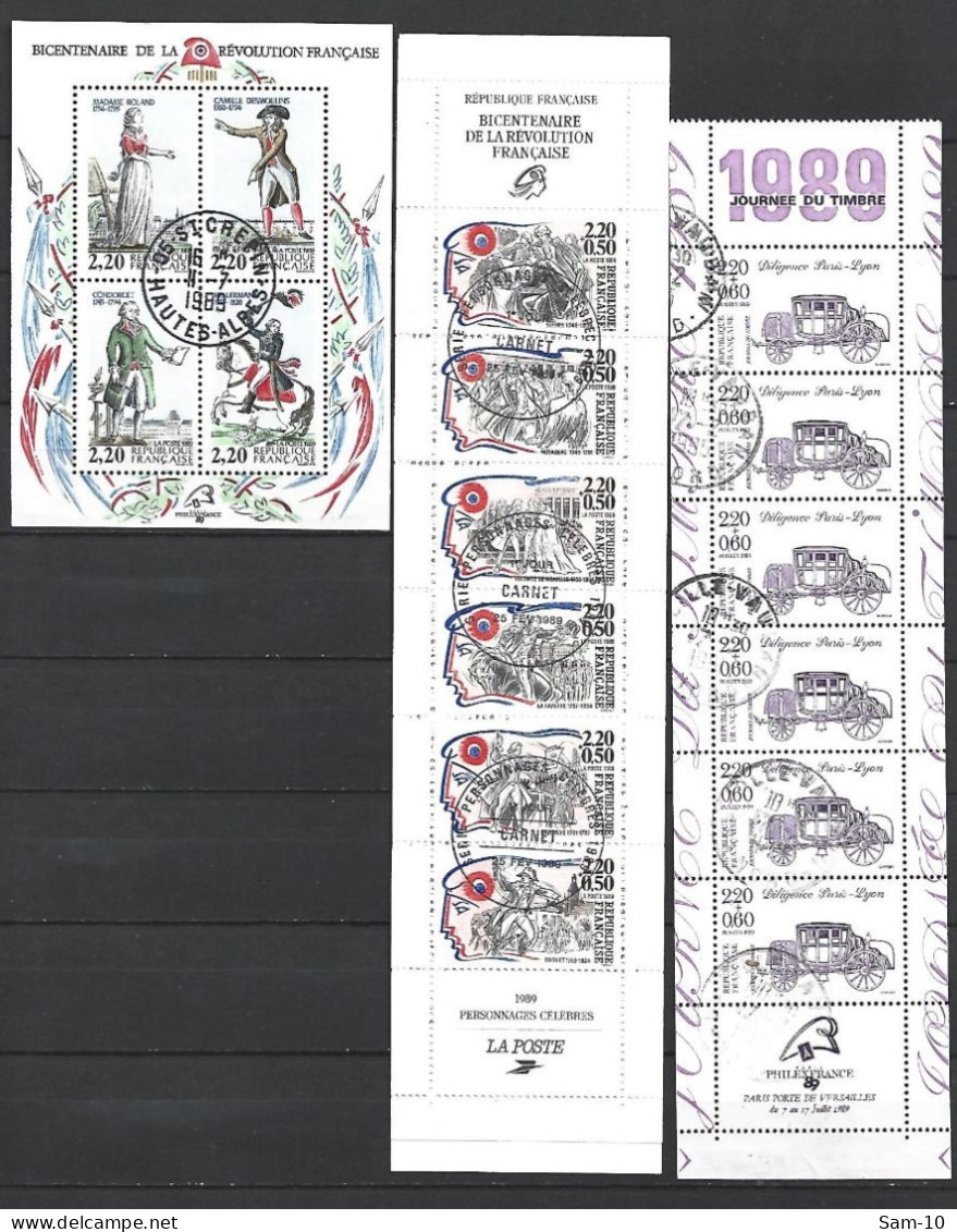 Année 1989 Compléte France Oblitere N 2560/2614 +blocs N 10 + Carnets N B-c2570 + N B-c2578a - 1980-1989